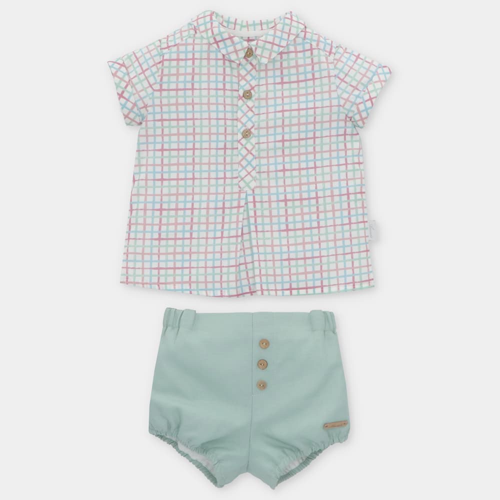 Conjunto bebé de tela Prune - manga corta