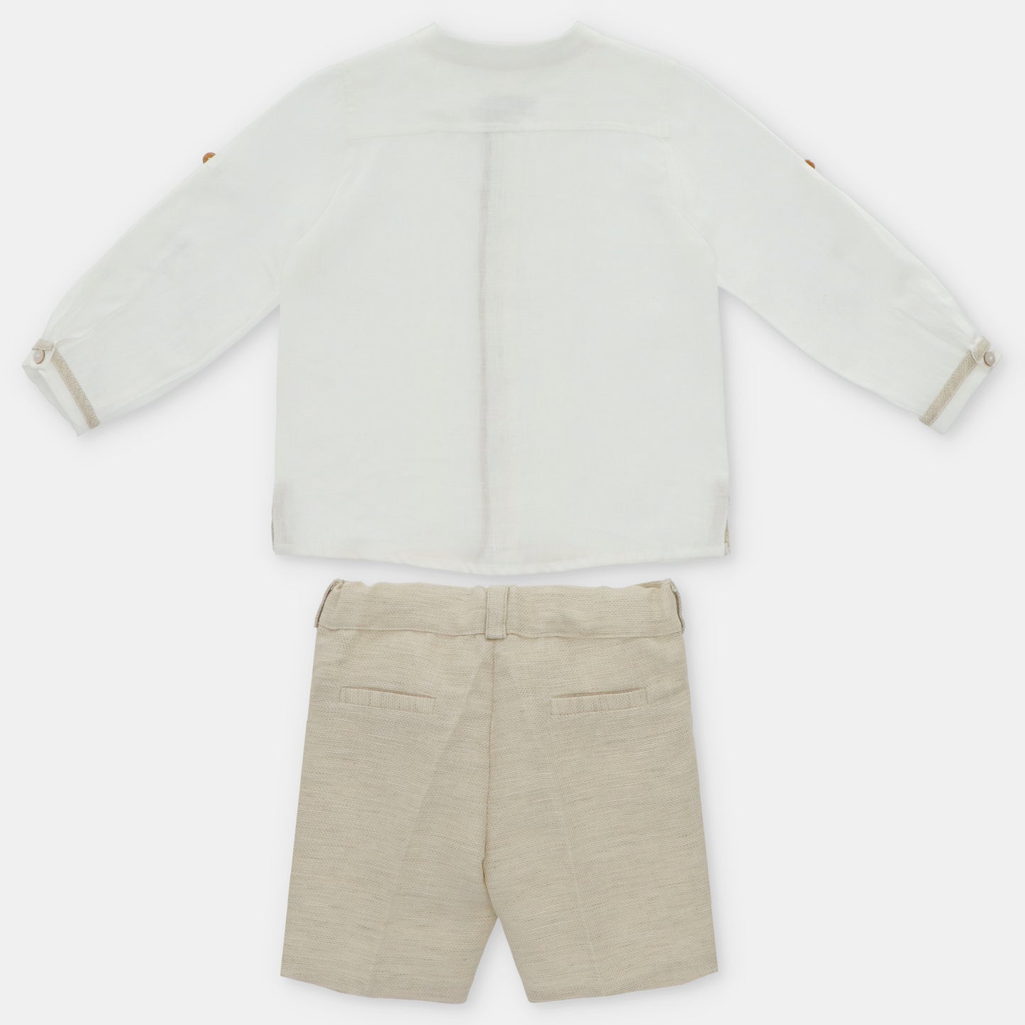 Conjunto de tela niño pliegues camel