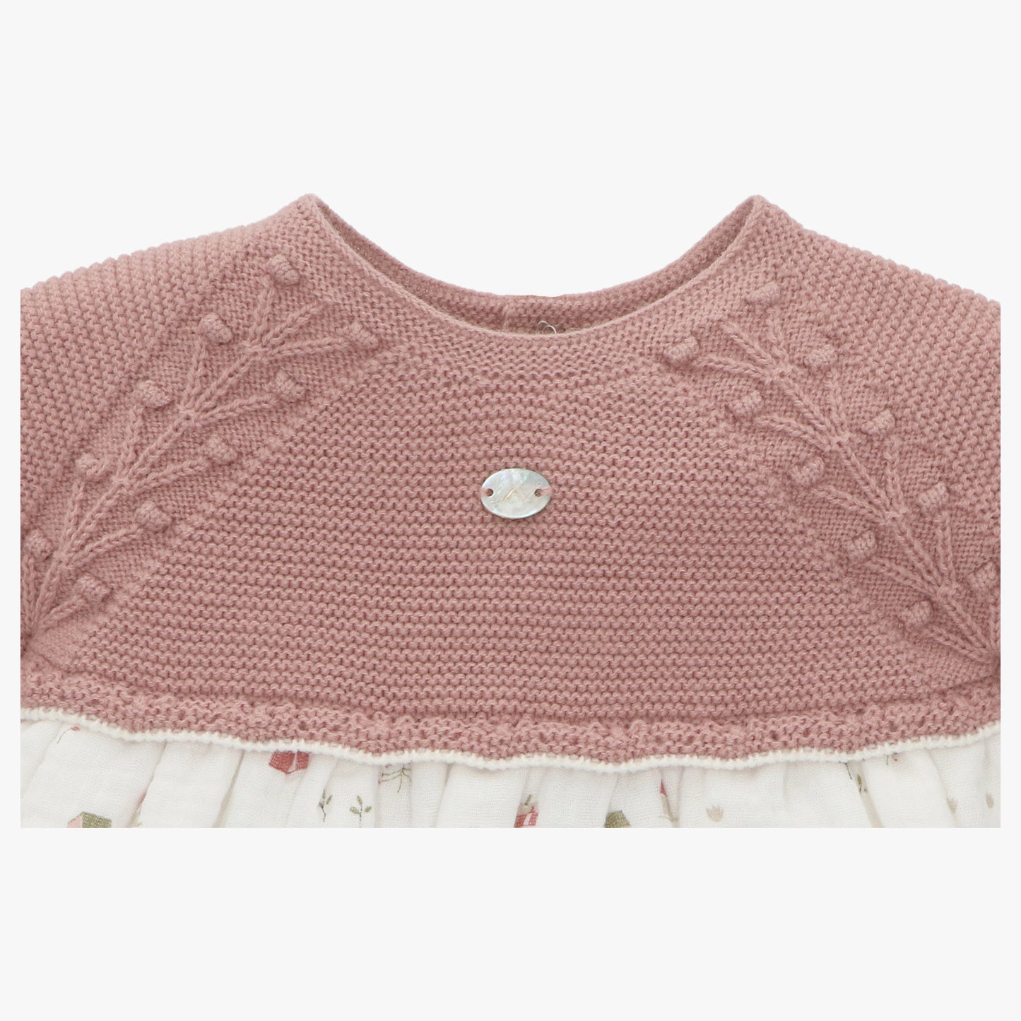 Vestido con punto en rosa y estampado de casitas Garden