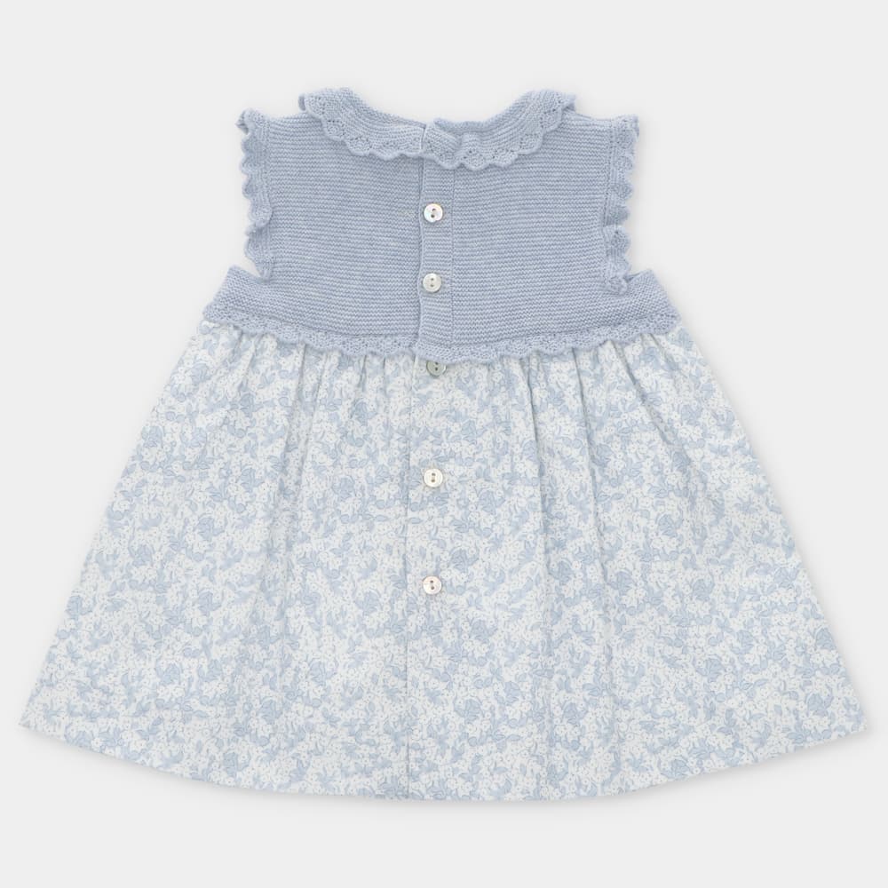 Vestido de punto y tela Nel blu (no incluye capota)