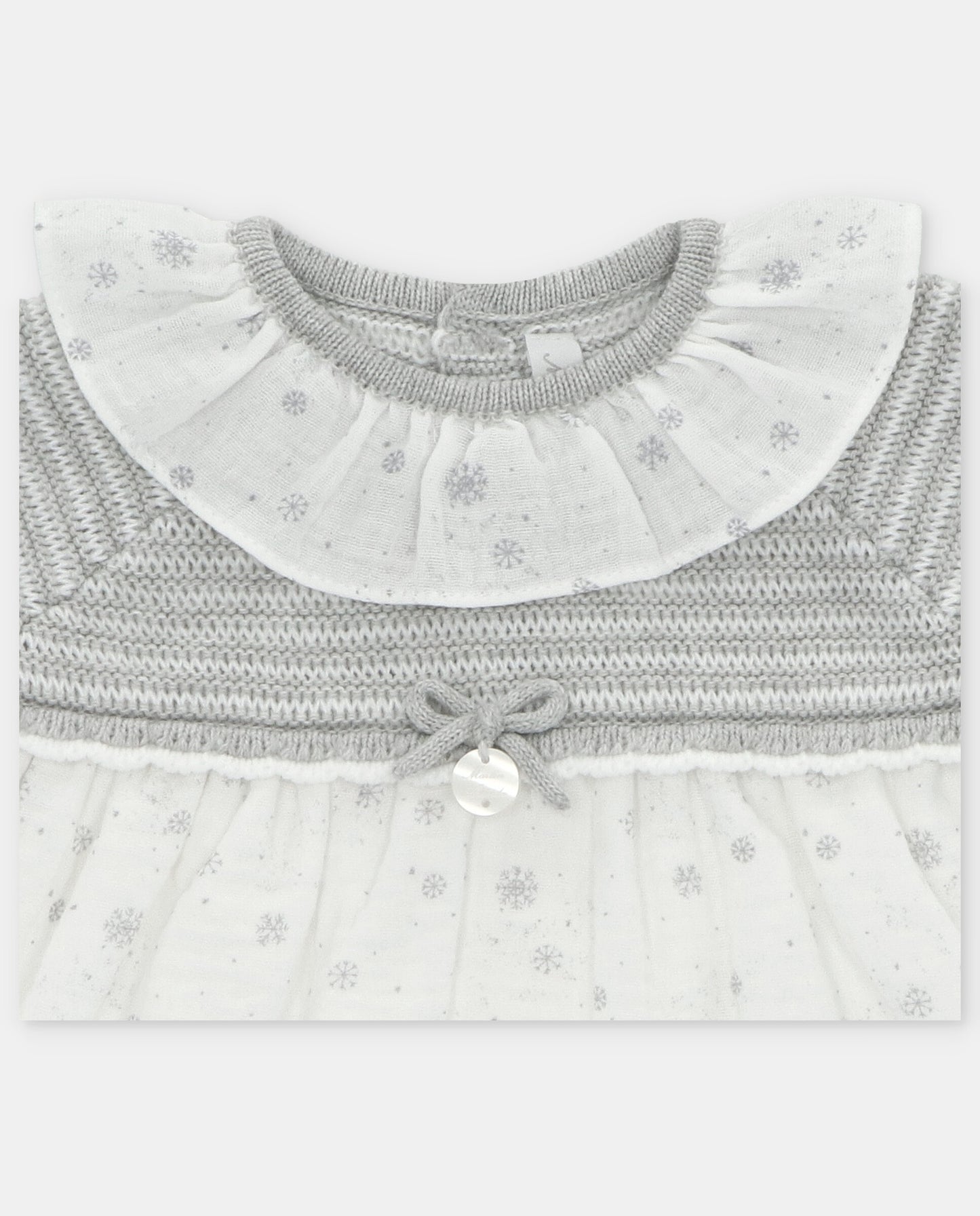 Vestido con punto y tela Glace