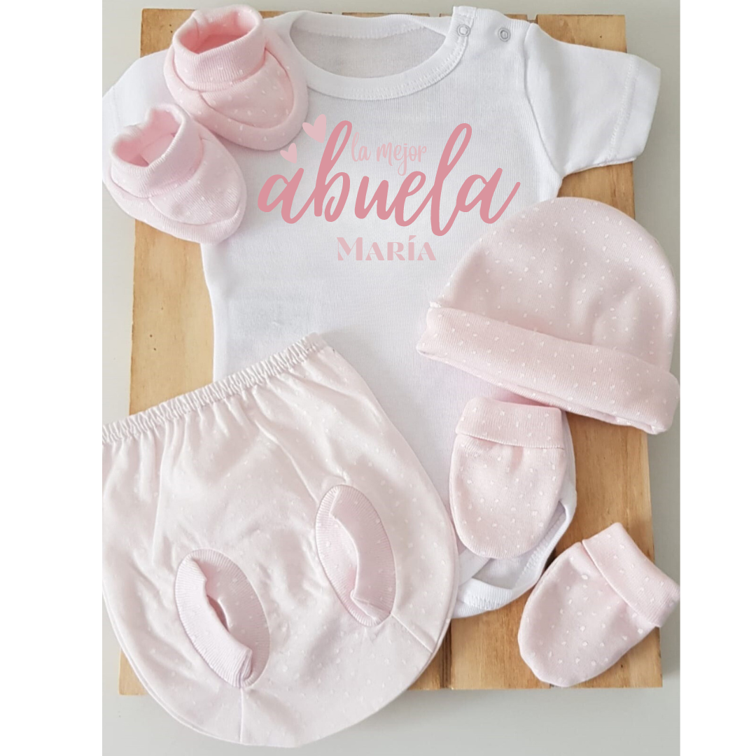 Body, ranita, gorrito, manoplas y patucos - La mejor abuela