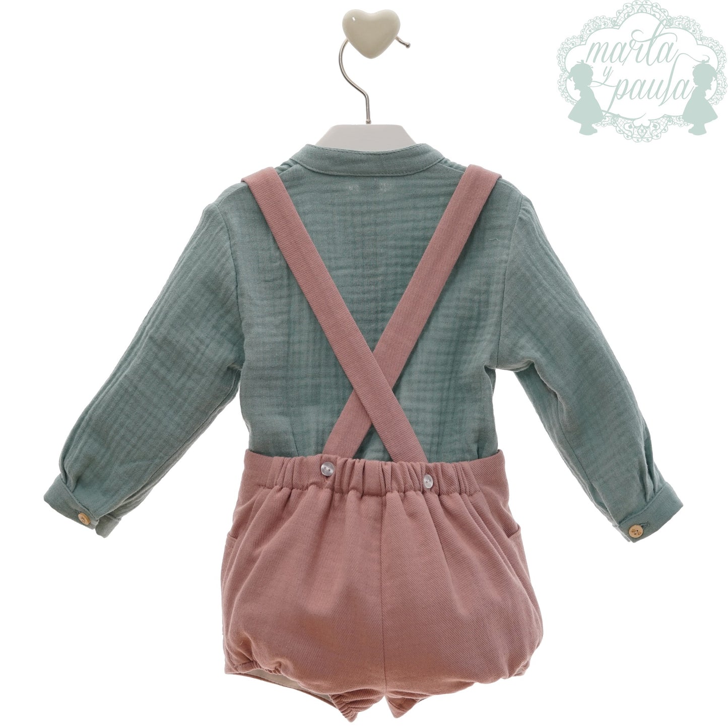 Conjunto bebé con pantalón corto y tirantes Familia Kioto