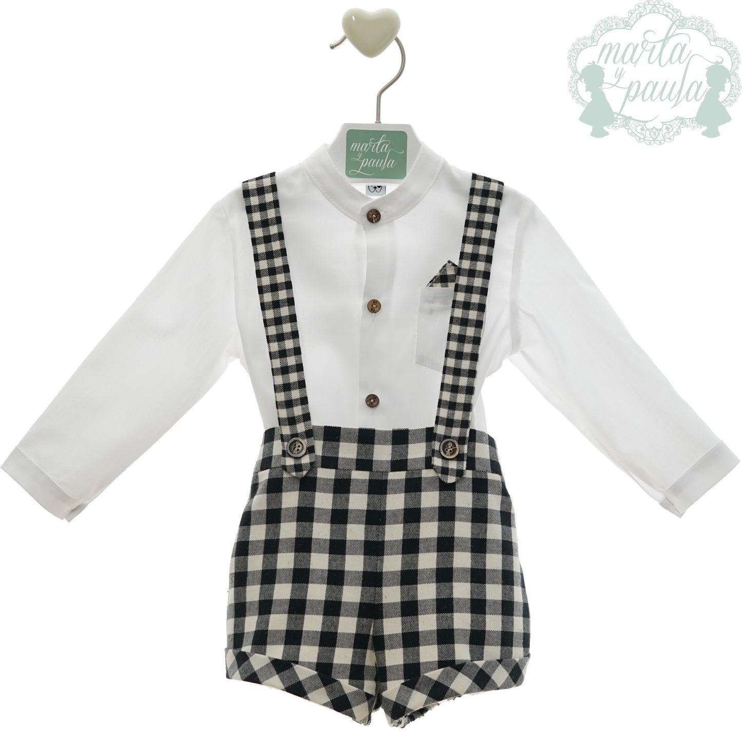 Conjunto bebé con pantalón corto y tirantes Familia Bombay