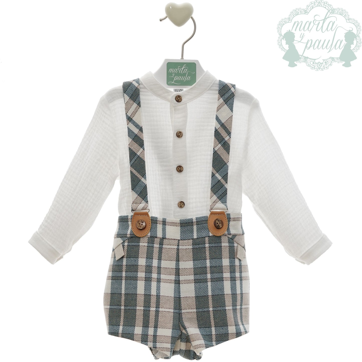 Conjunto bebé con pantalón corto y tirantes Familia Delhi