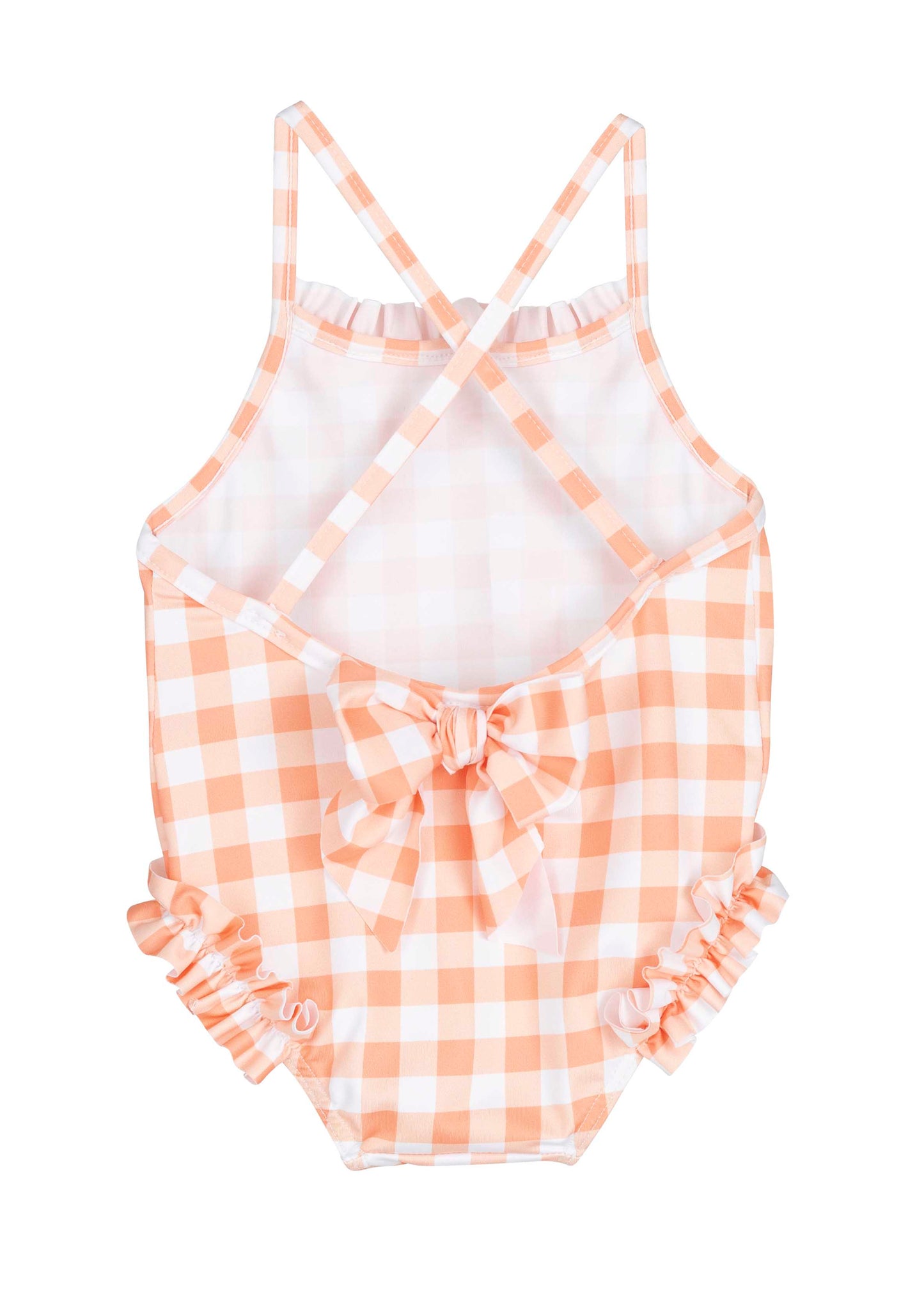 Bañador cuadros melocotón