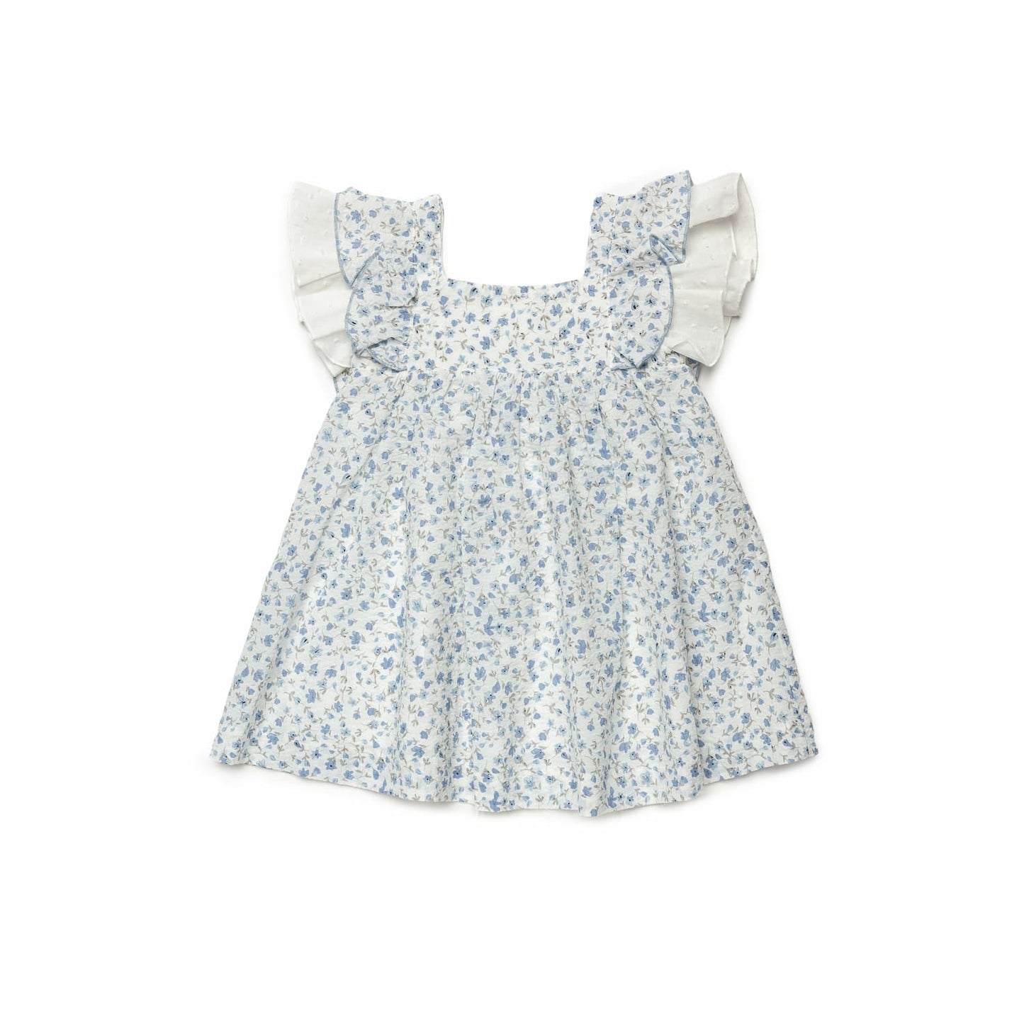 Vestido florecitas con volantes en los hombros