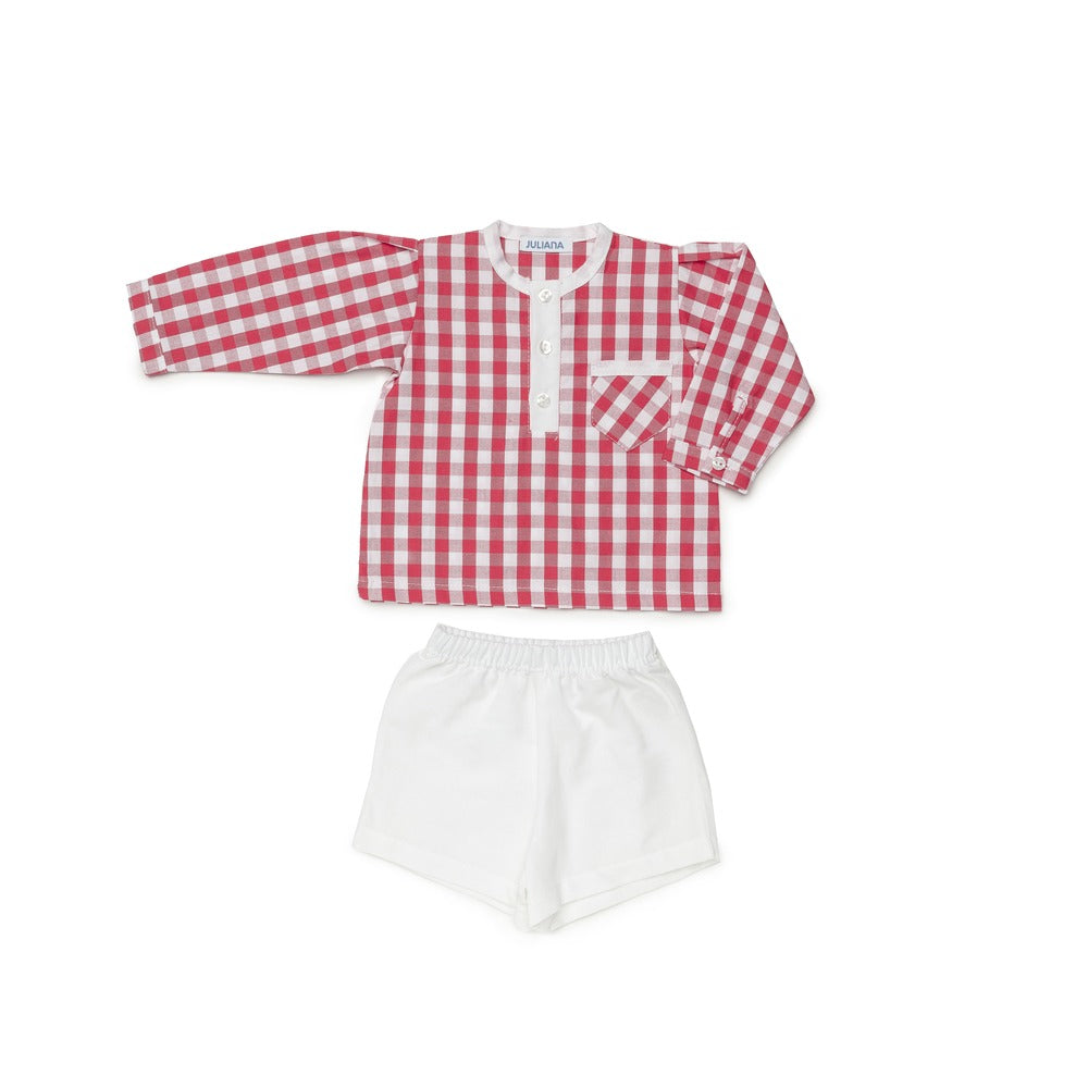 Conjunto de niño de manga larga y pantalón blanco