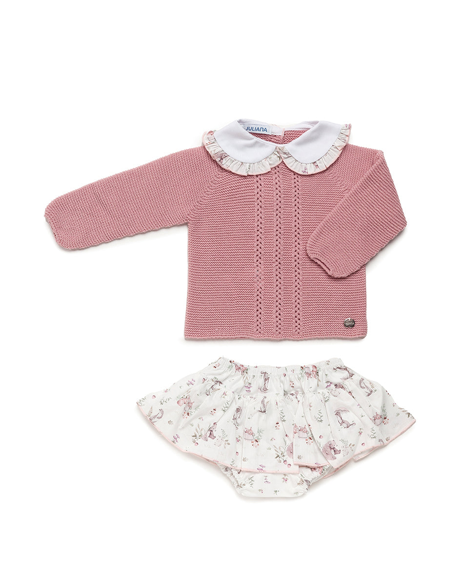 Conjunto de niña con braguita falda de animalitos