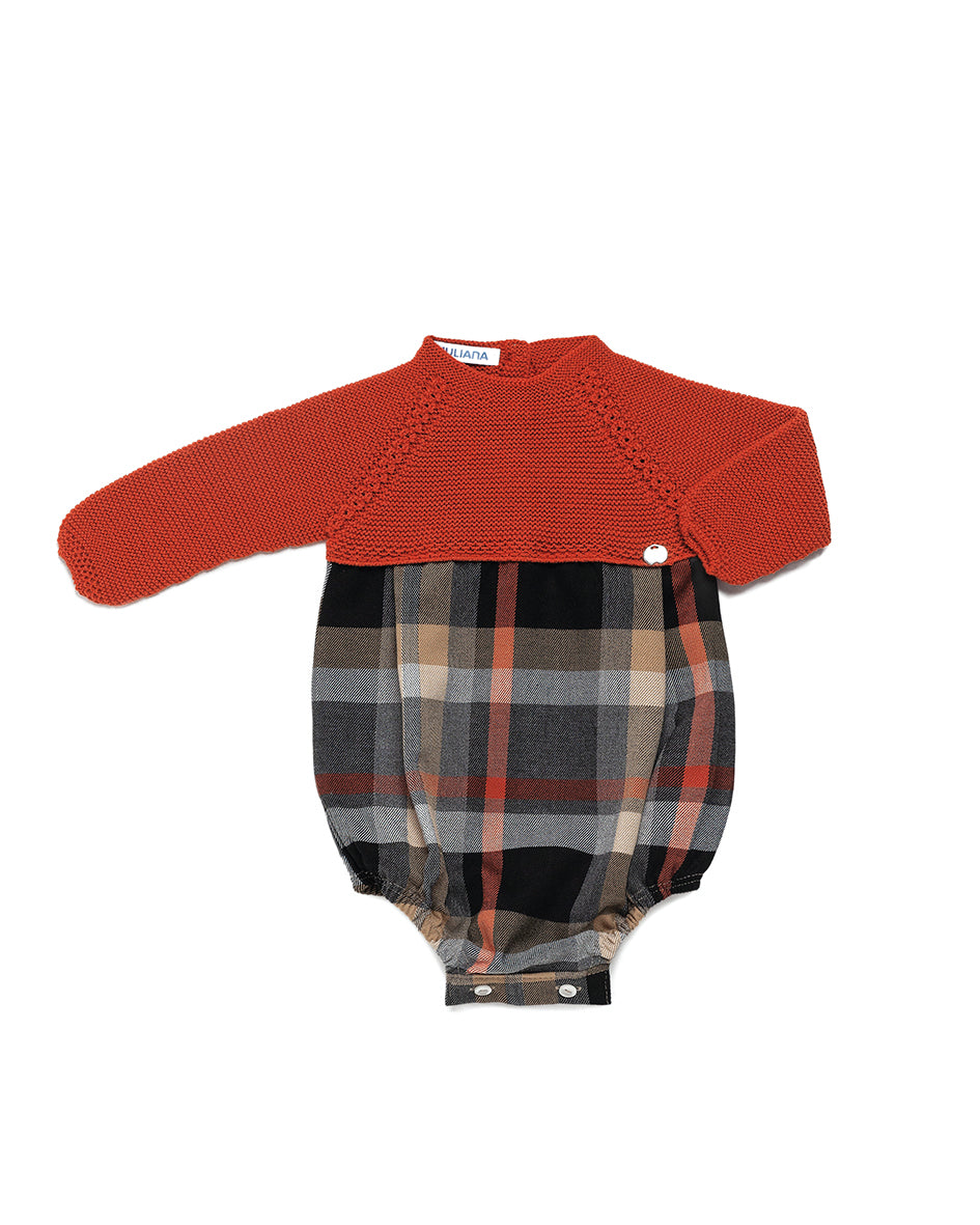 Pelele cuerpo punto y tela cuadros caldera (no incluye gorro)