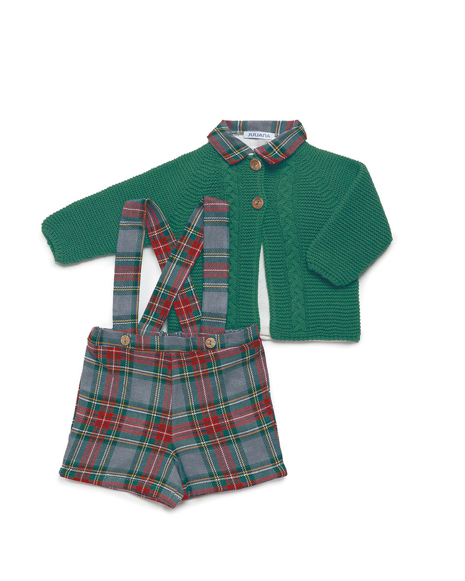 Conjunto de niño con chaqueta y pantalón con tirantes (no incluye gorro)