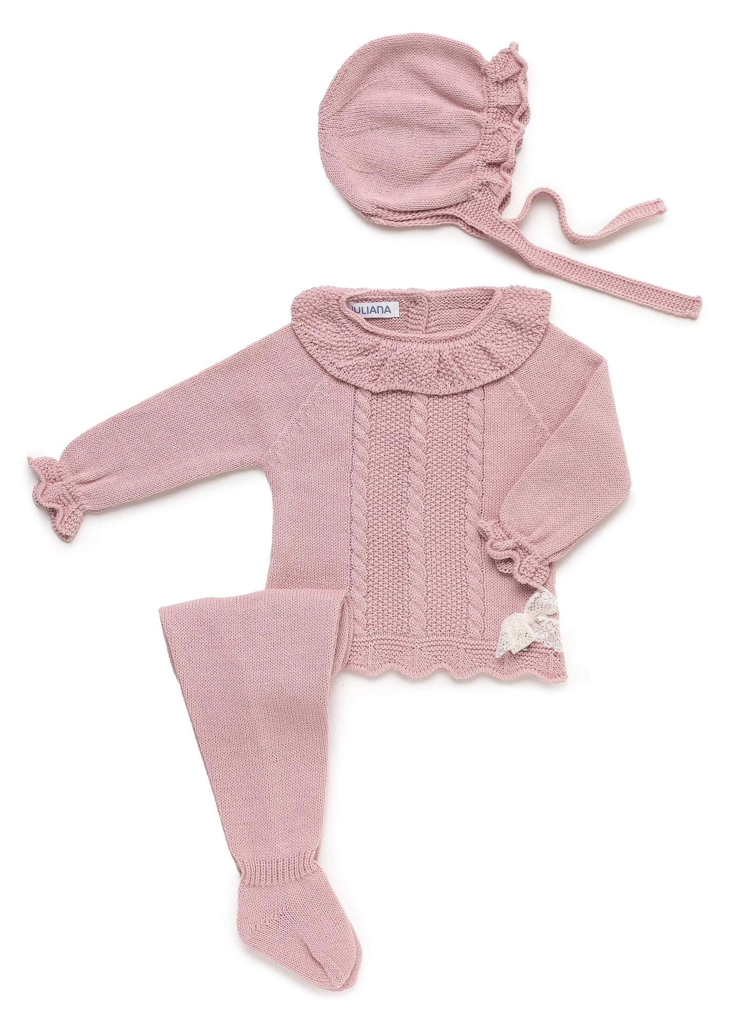 Conjunto de polaina de tres piezas en rosa maquillaje trenzado - Poesía
