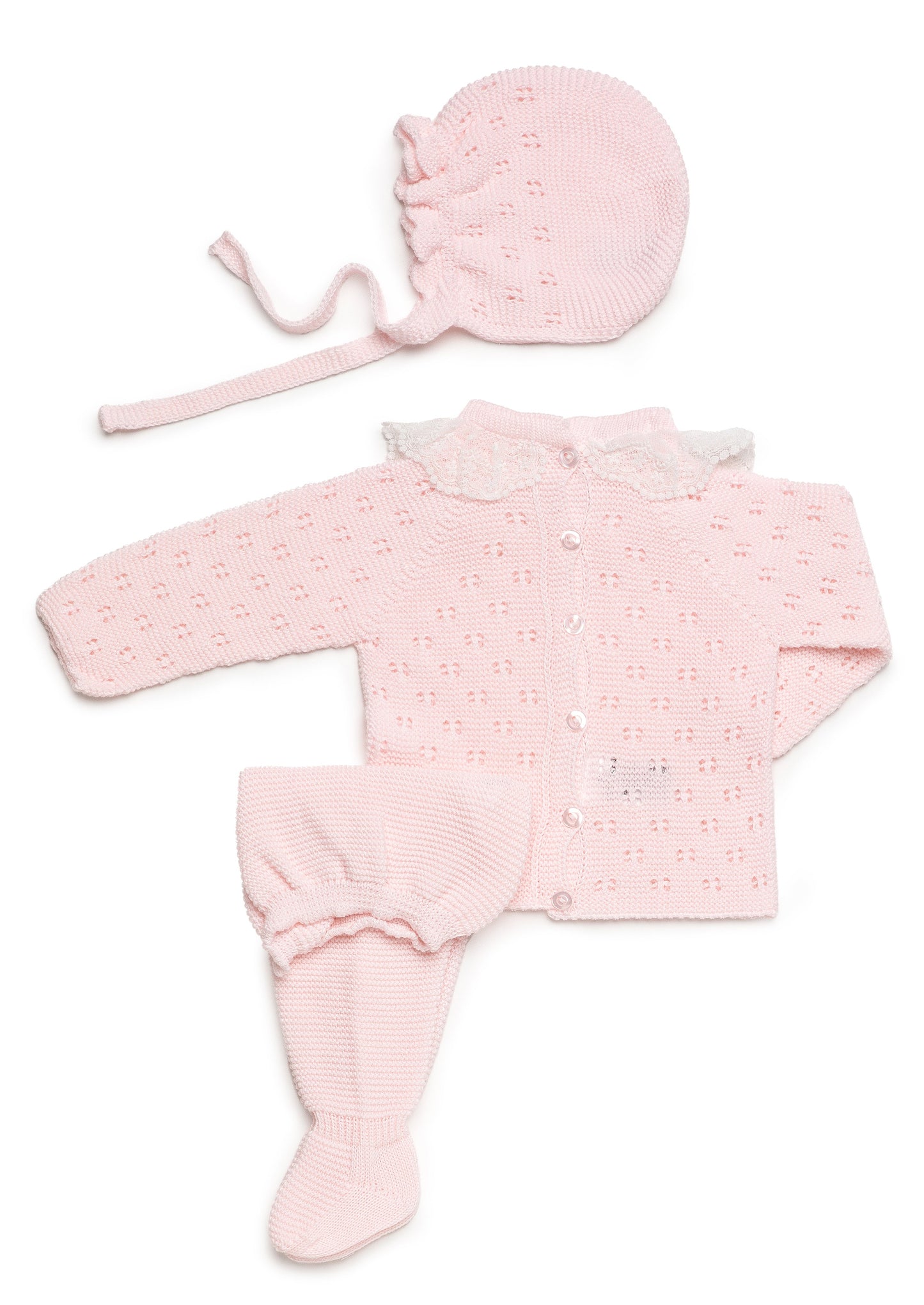 Conjunto de tres piezas todo calado puntilla