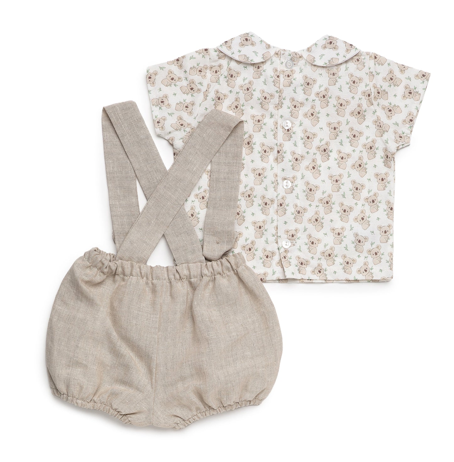 Peto de tela lino con camisa koalas