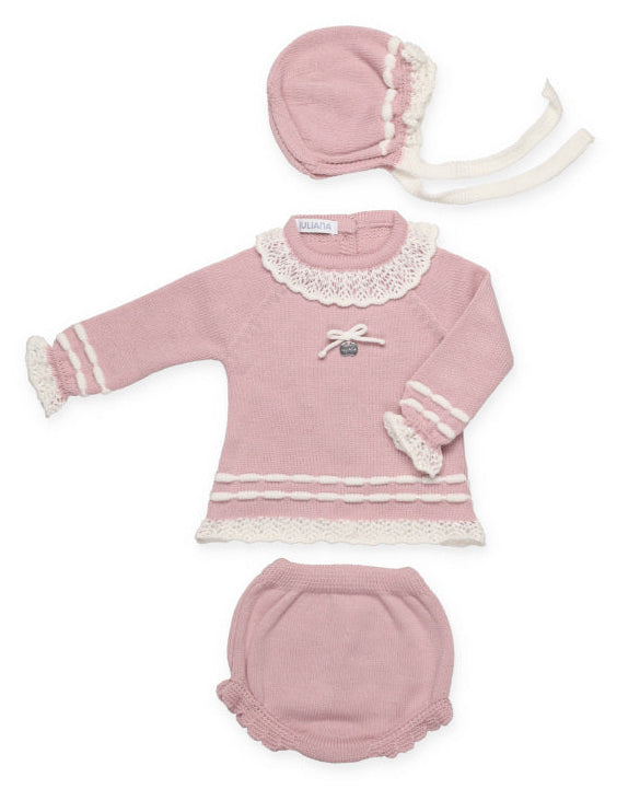 Conjunto en verde agua y crudo de tres piezas