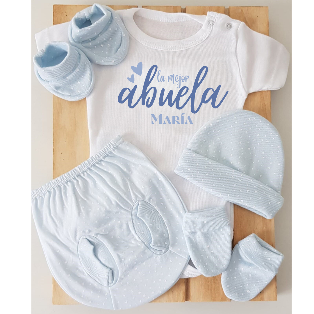 Body, ranita, gorrito, manoplas y patucos - La mejor abuela