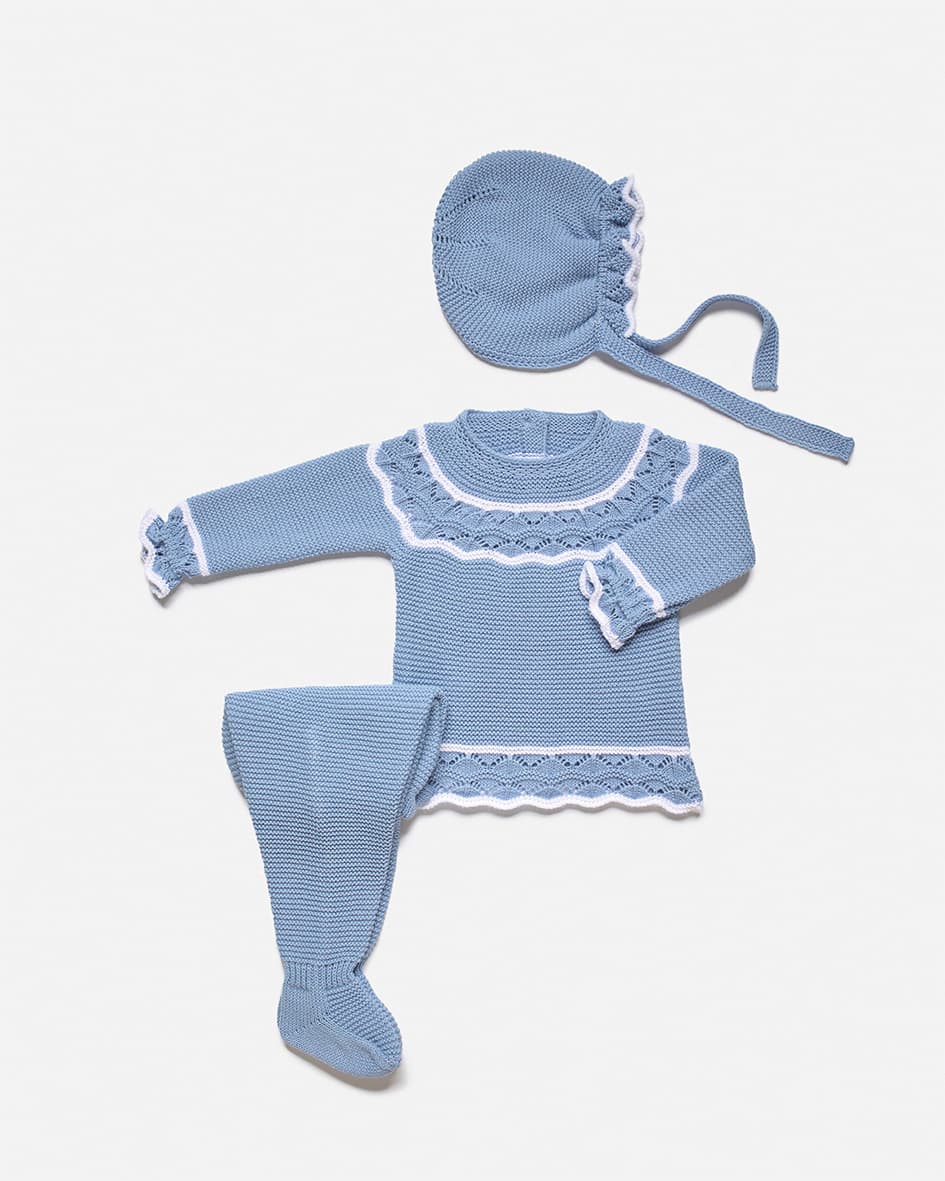 Conjunto de polaina de tres piezas canesú hojas