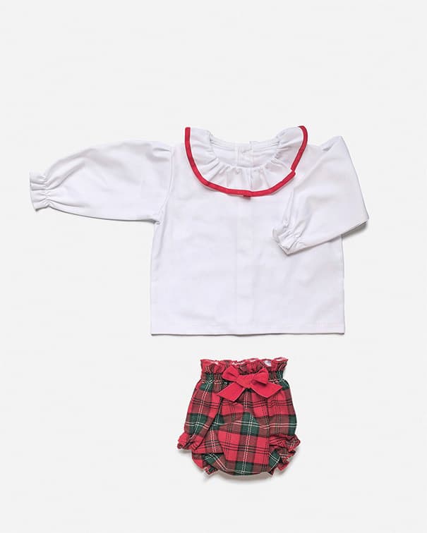 Conjunto de camisa de niña y braga de cuadros (no incluye gorro)