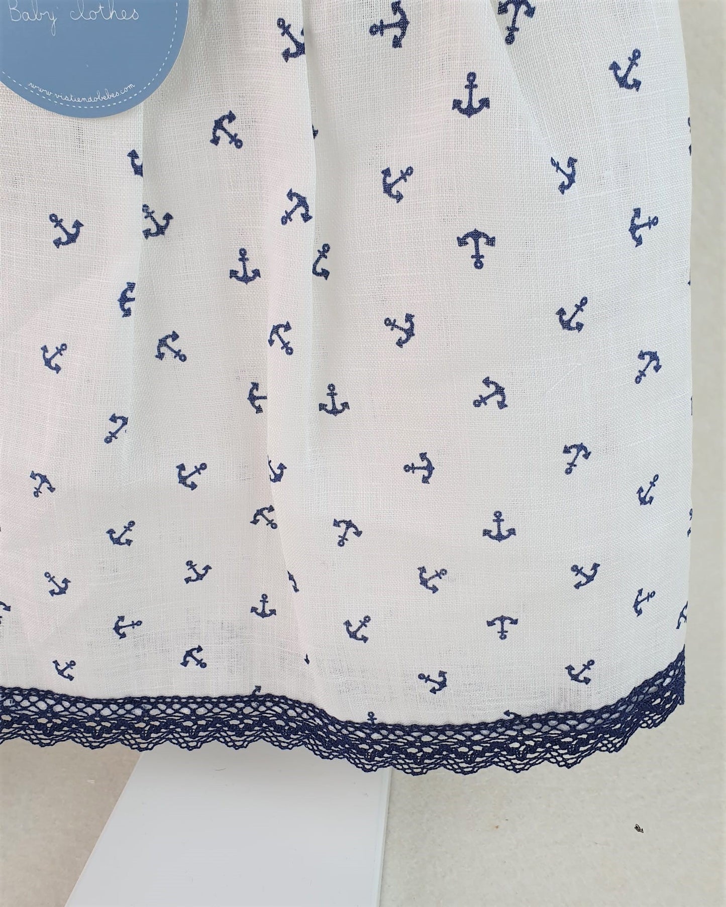 Vestido cuerpo de punto redondo con tela de anclas