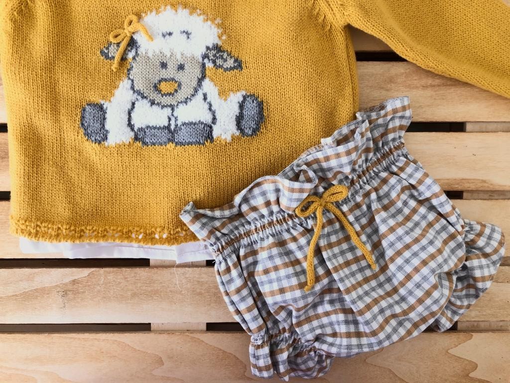 Conjunto de tres piezas ovejitas con lacito