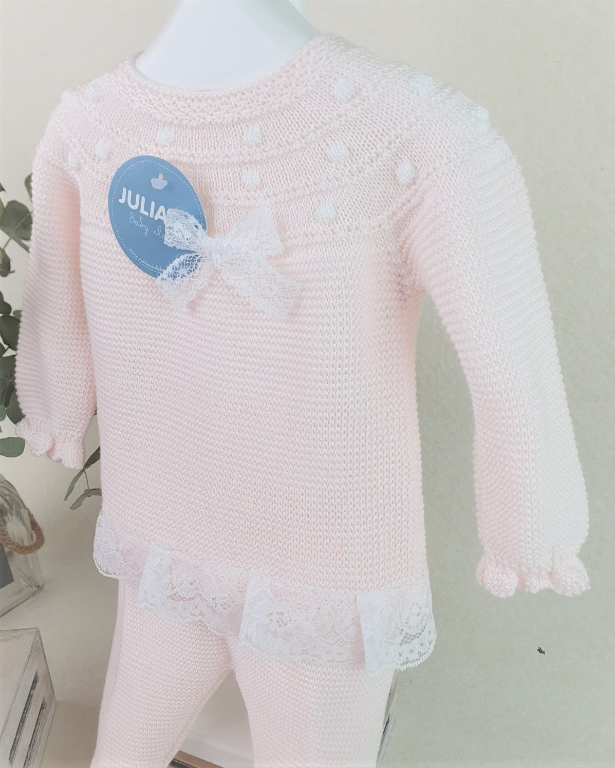 Conjunto de polaina lin con canesú y bodoques