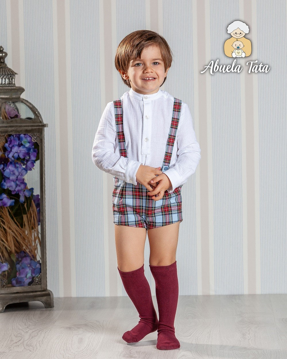 Conjunto de peto y camisa niño cuadros