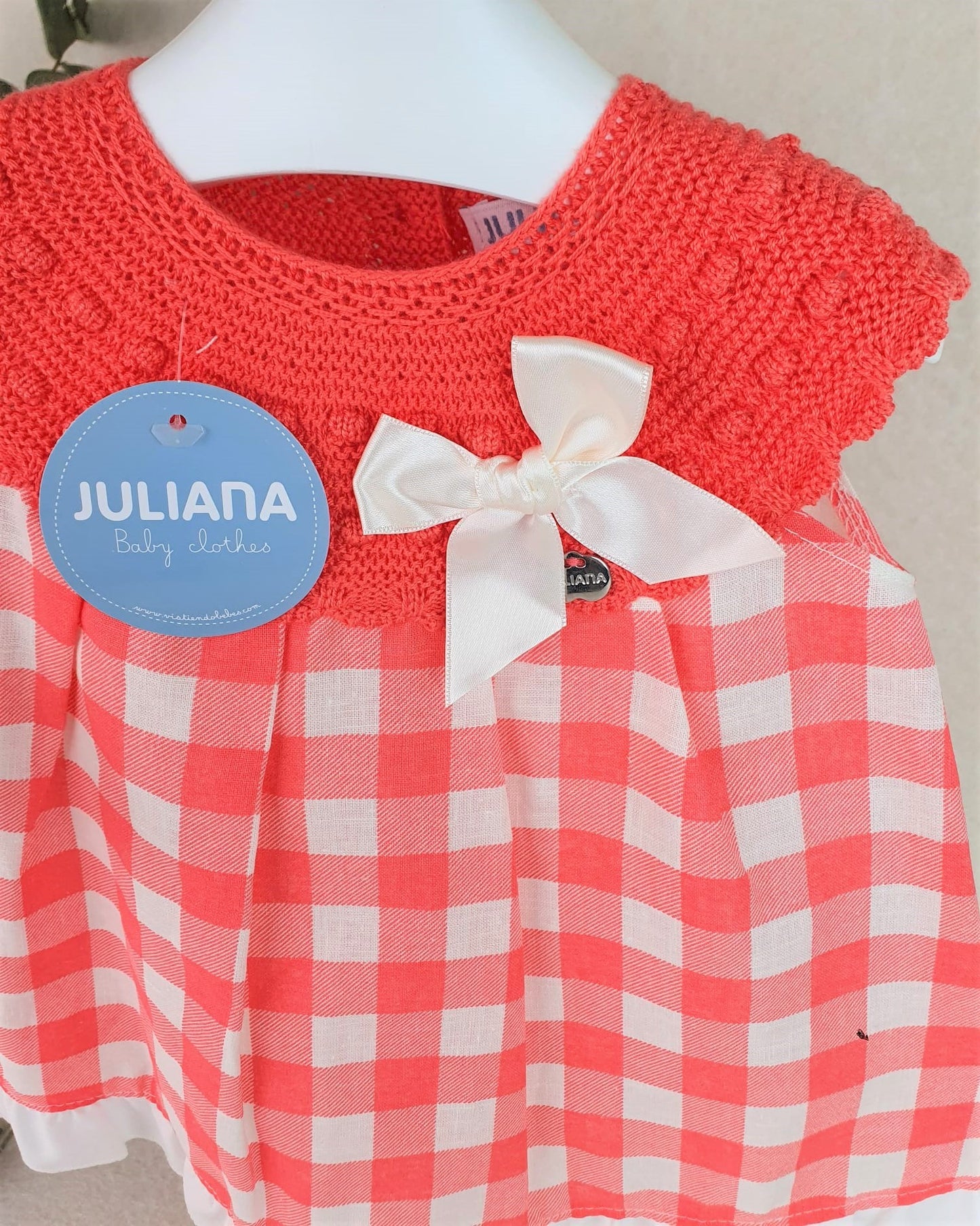 Vestido cuerpo de punto con tela de cuadritos
