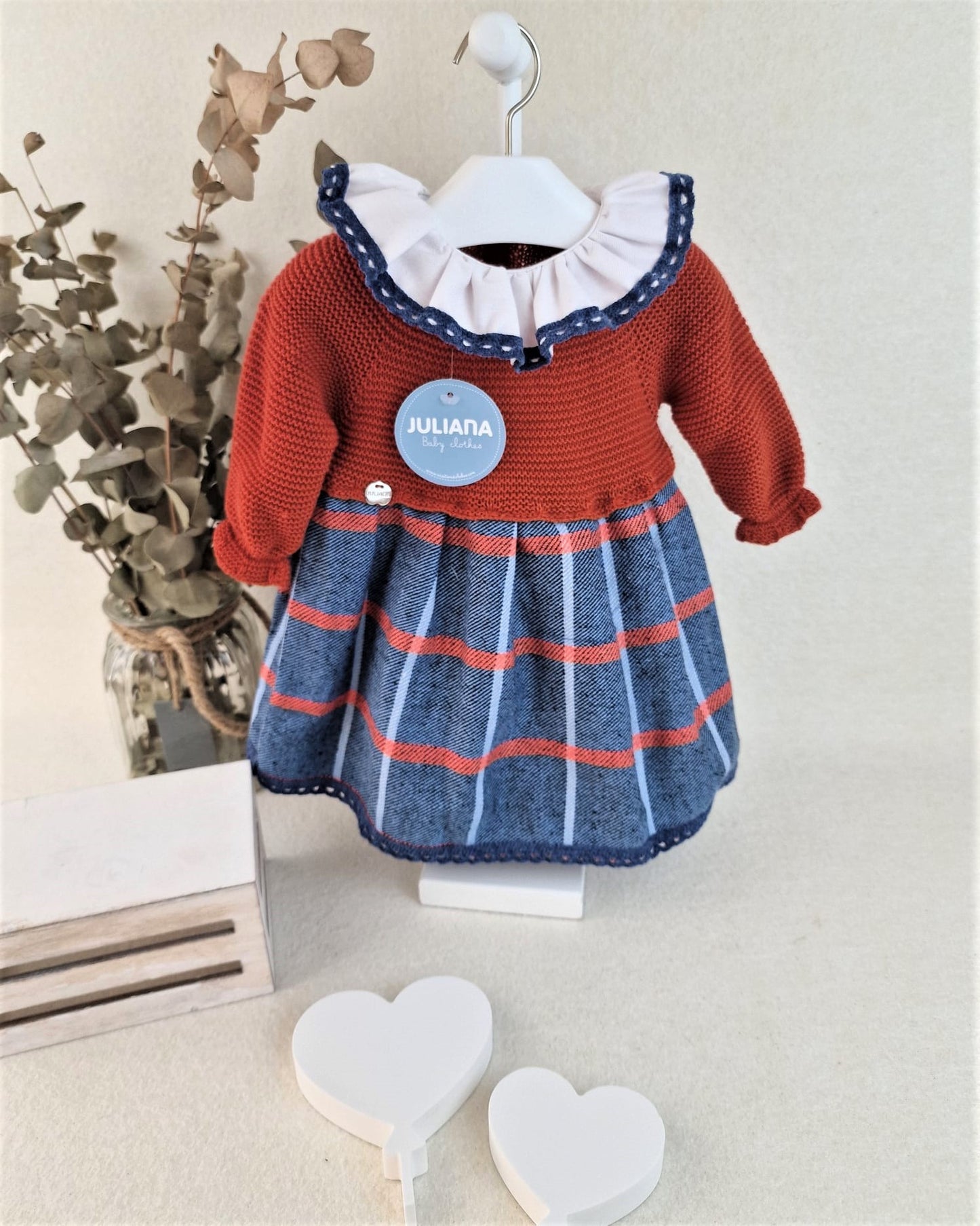 Vestido de cuerpo de punto caldera con tela de cuadros