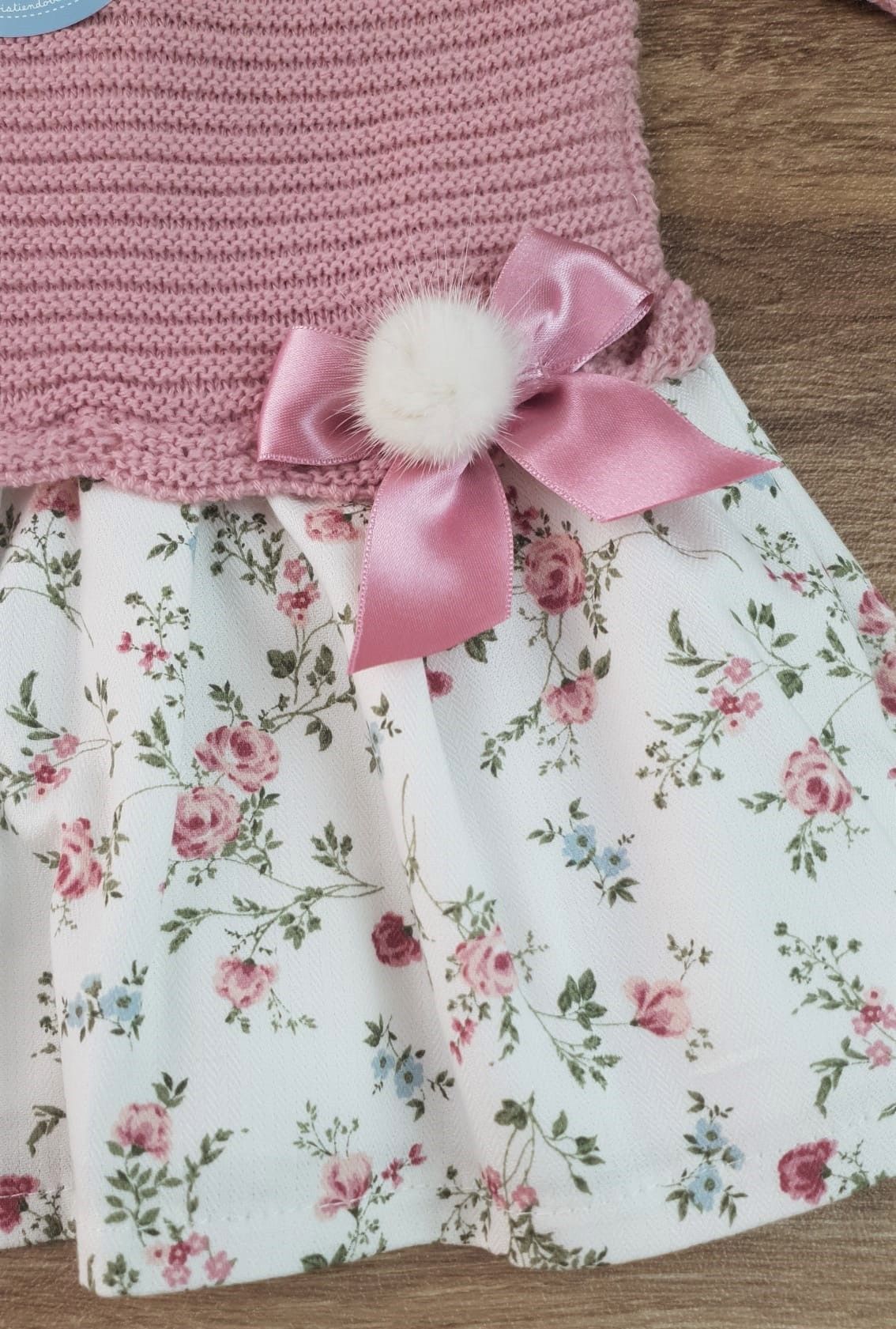 Vestido punto y tela talle bajo florecitas