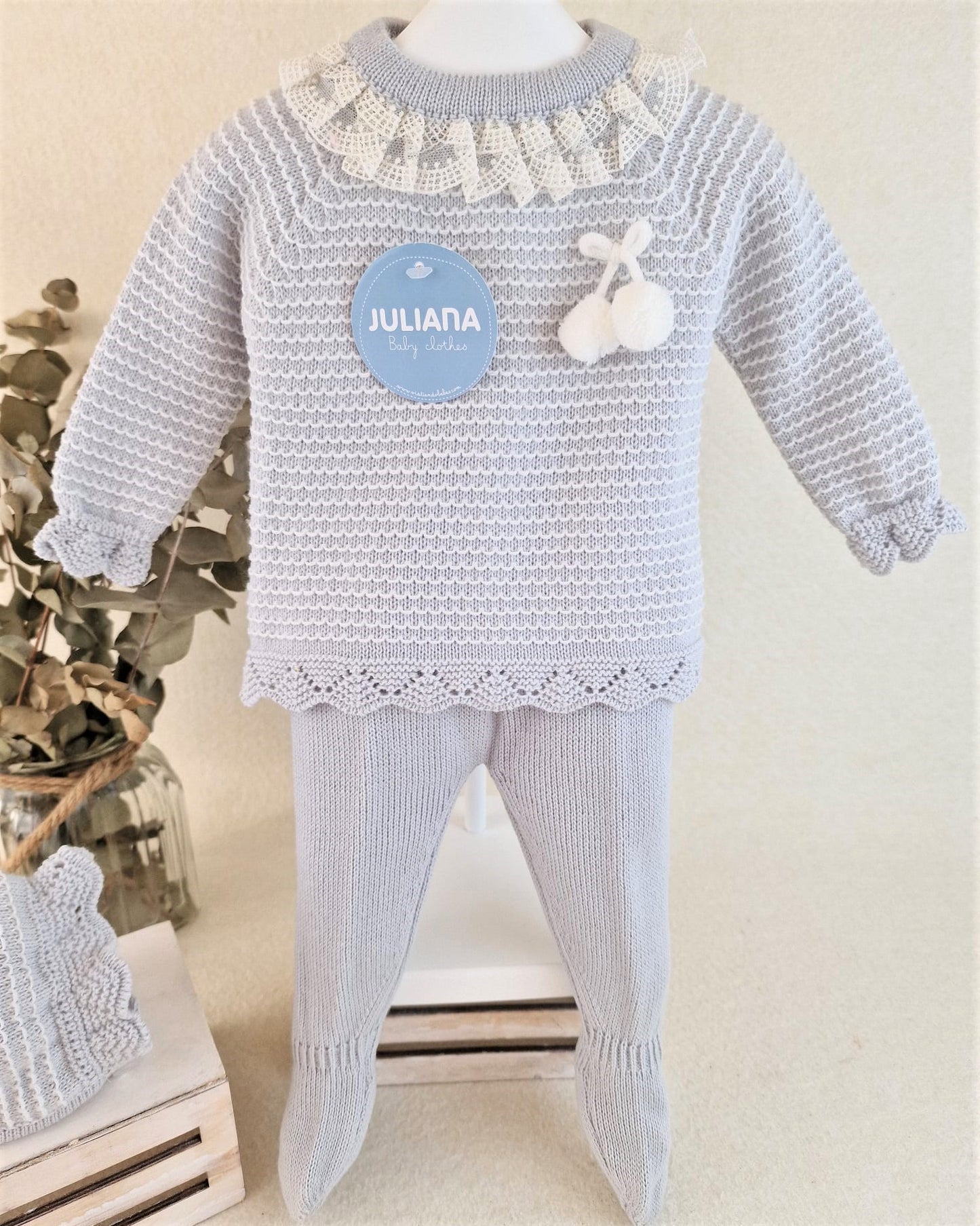 Conjunto con polaina y capota con vastas de color