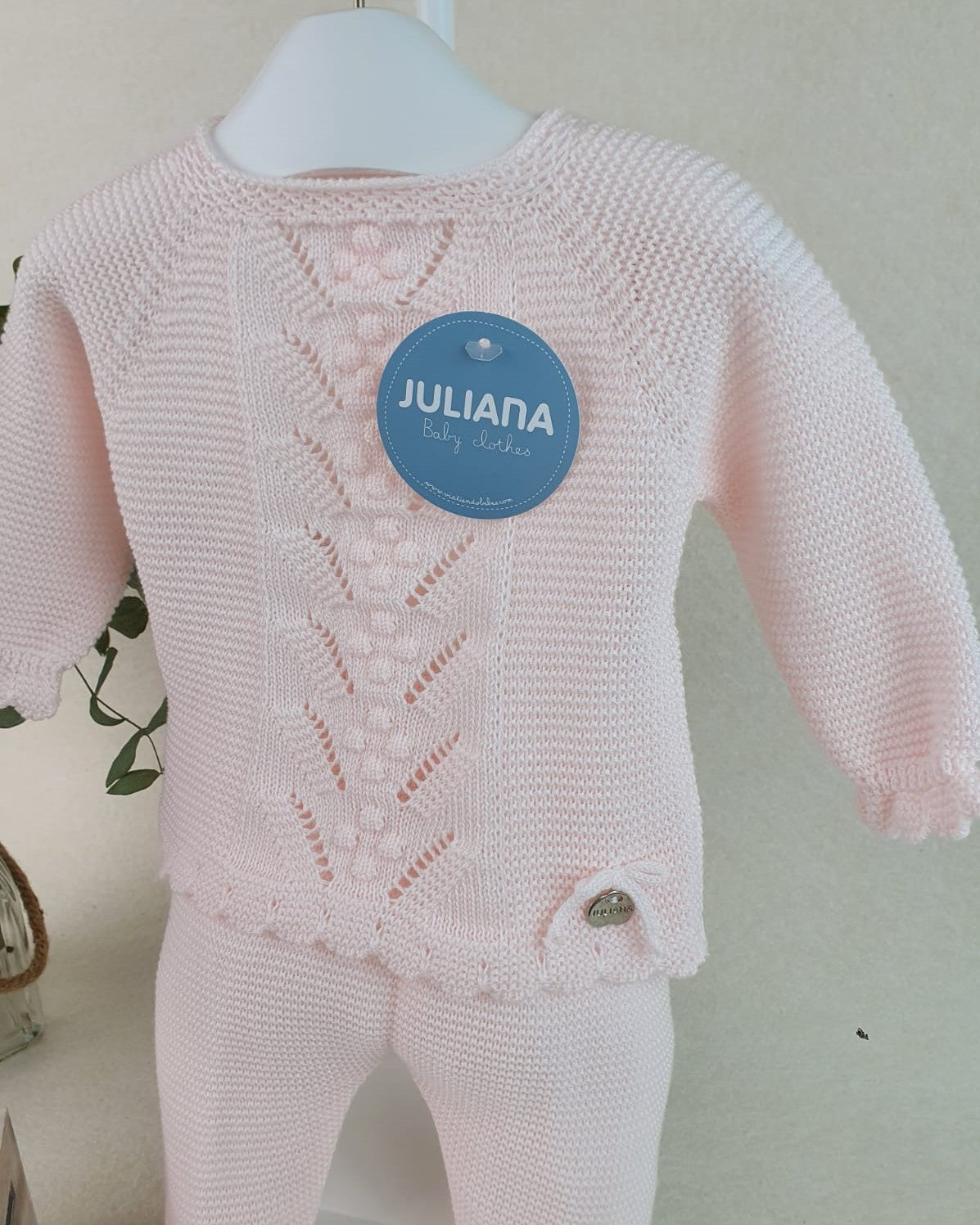 Conjunto de polaina lin con tachón central y bodoques