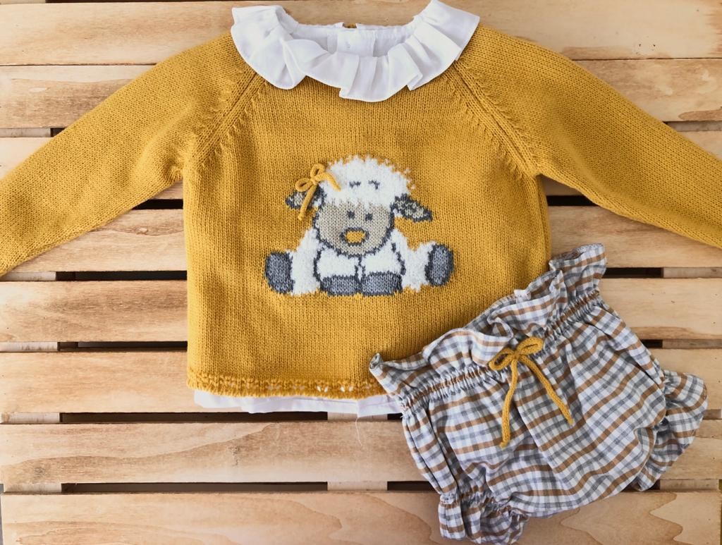 Conjunto de tres piezas ovejitas con lacito