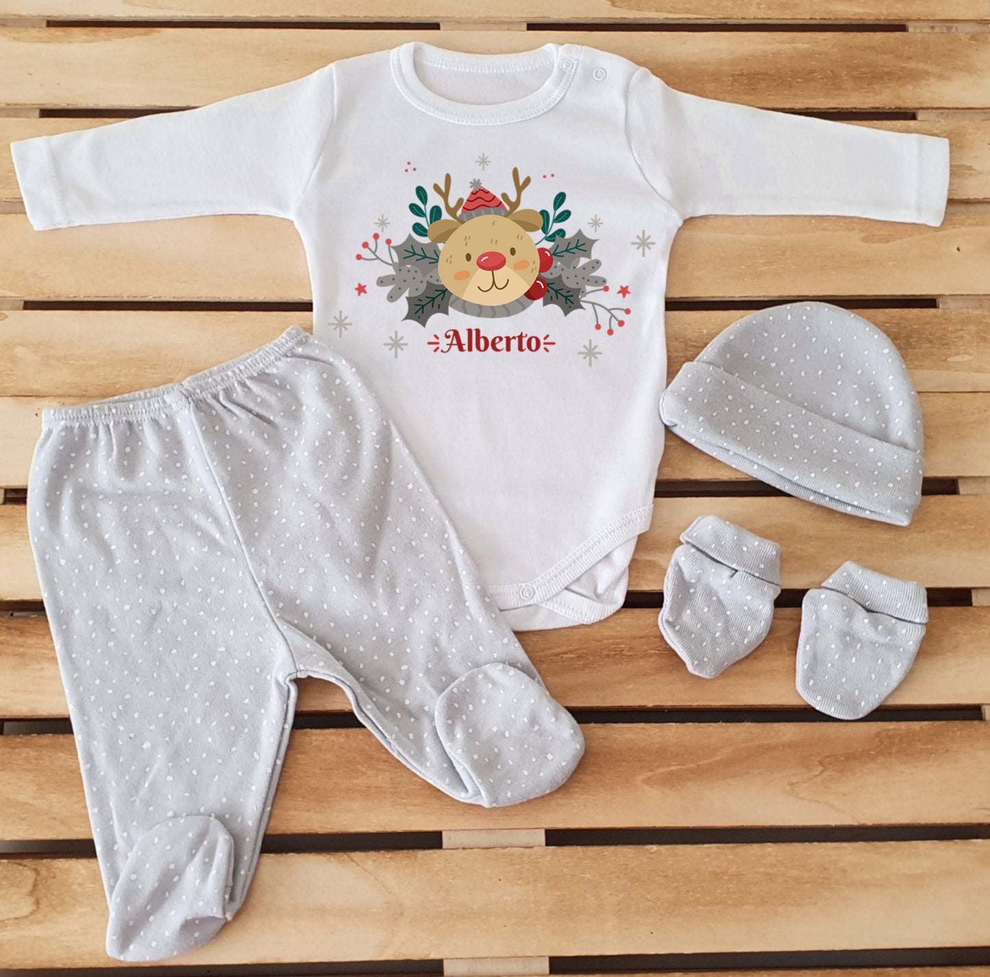 Conjunto completo con polaina - Reno con gorrito