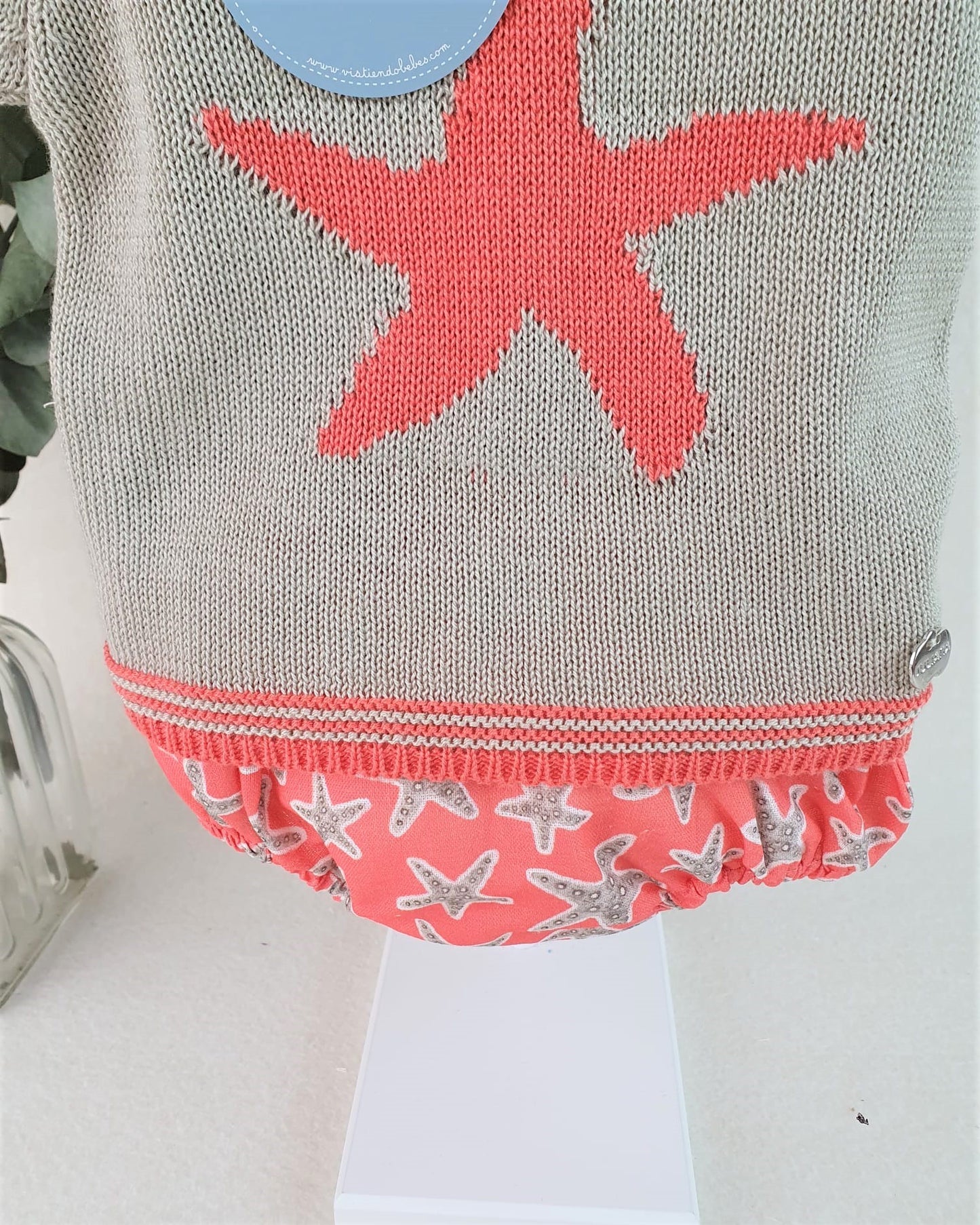 Conjunto con braguita de tela y jersey con estrella de mar