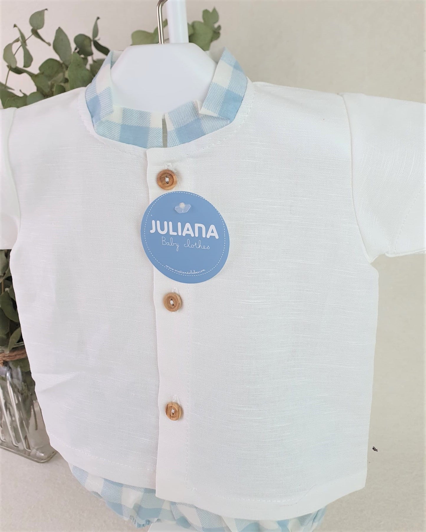 Conjunto camisa y pololo niño cuadritos