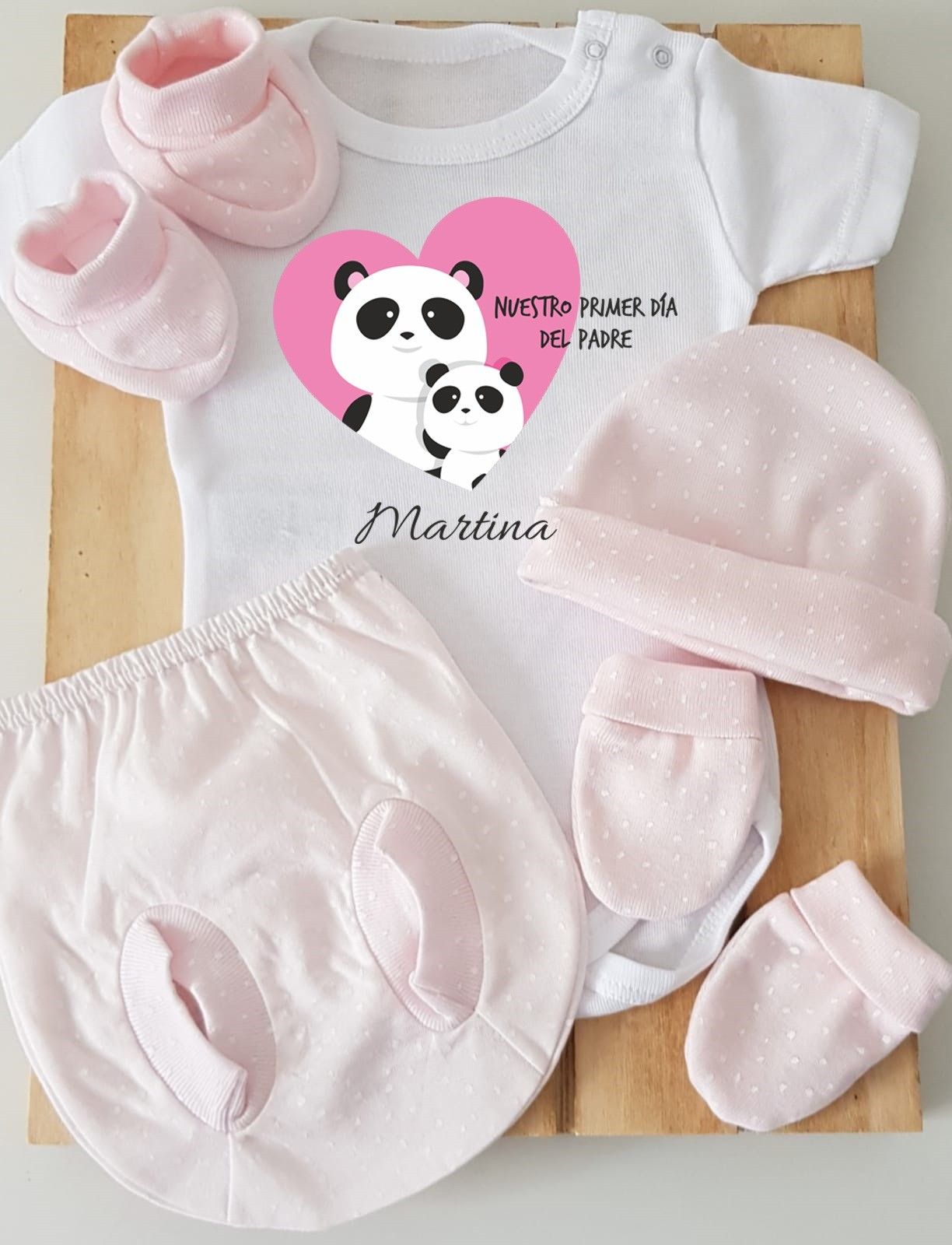 Conjunto completo ranita - Nuestro primer día del padre osos panda