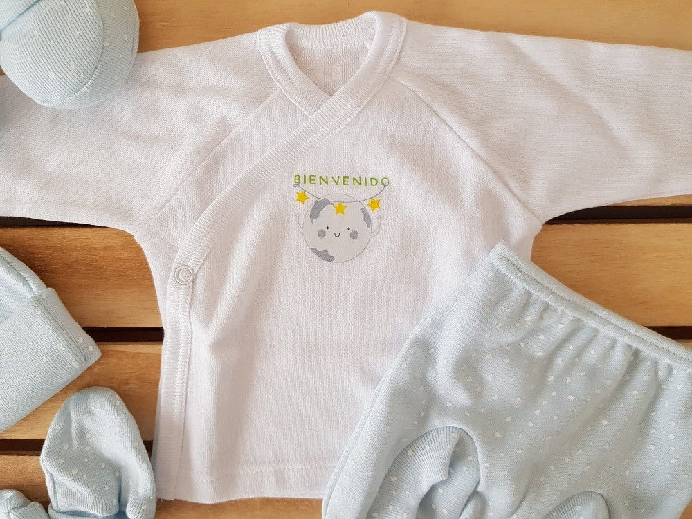 Estuche con ranita, incluye gorrito,manoplas y patucos-Bienvenido