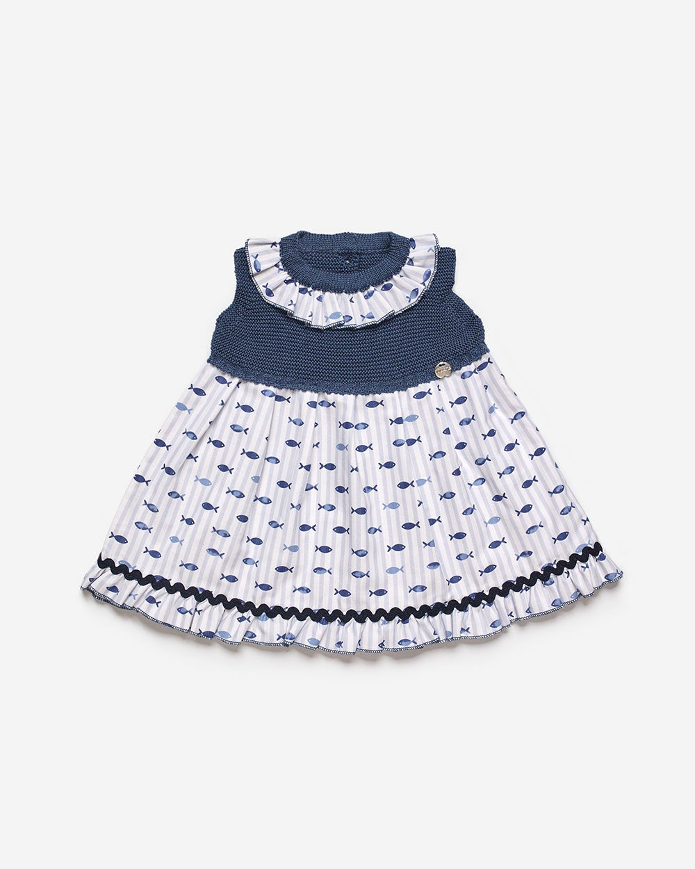 Vestido de punto de hilo y tela de peces