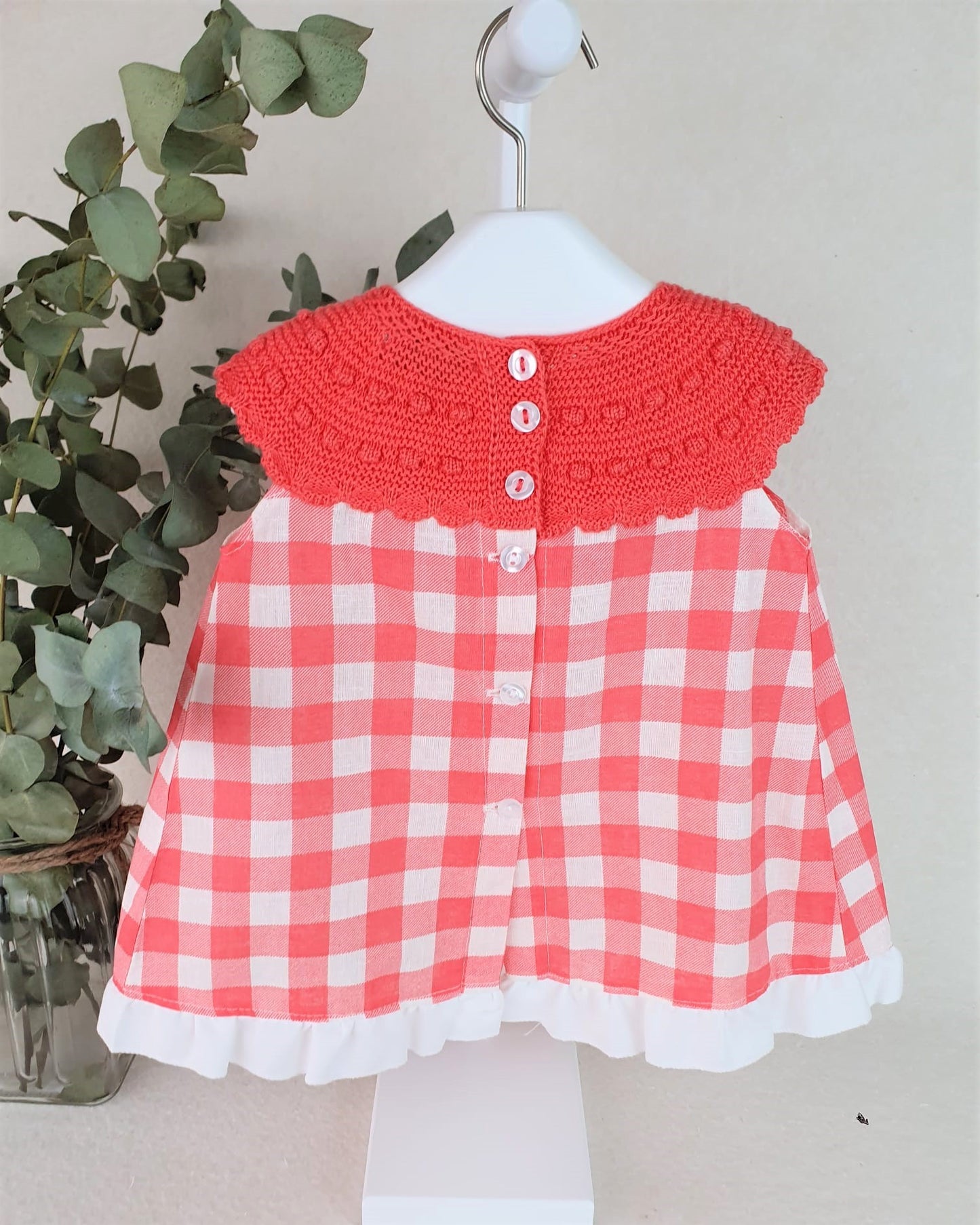 Vestido cuerpo de punto con tela de cuadritos