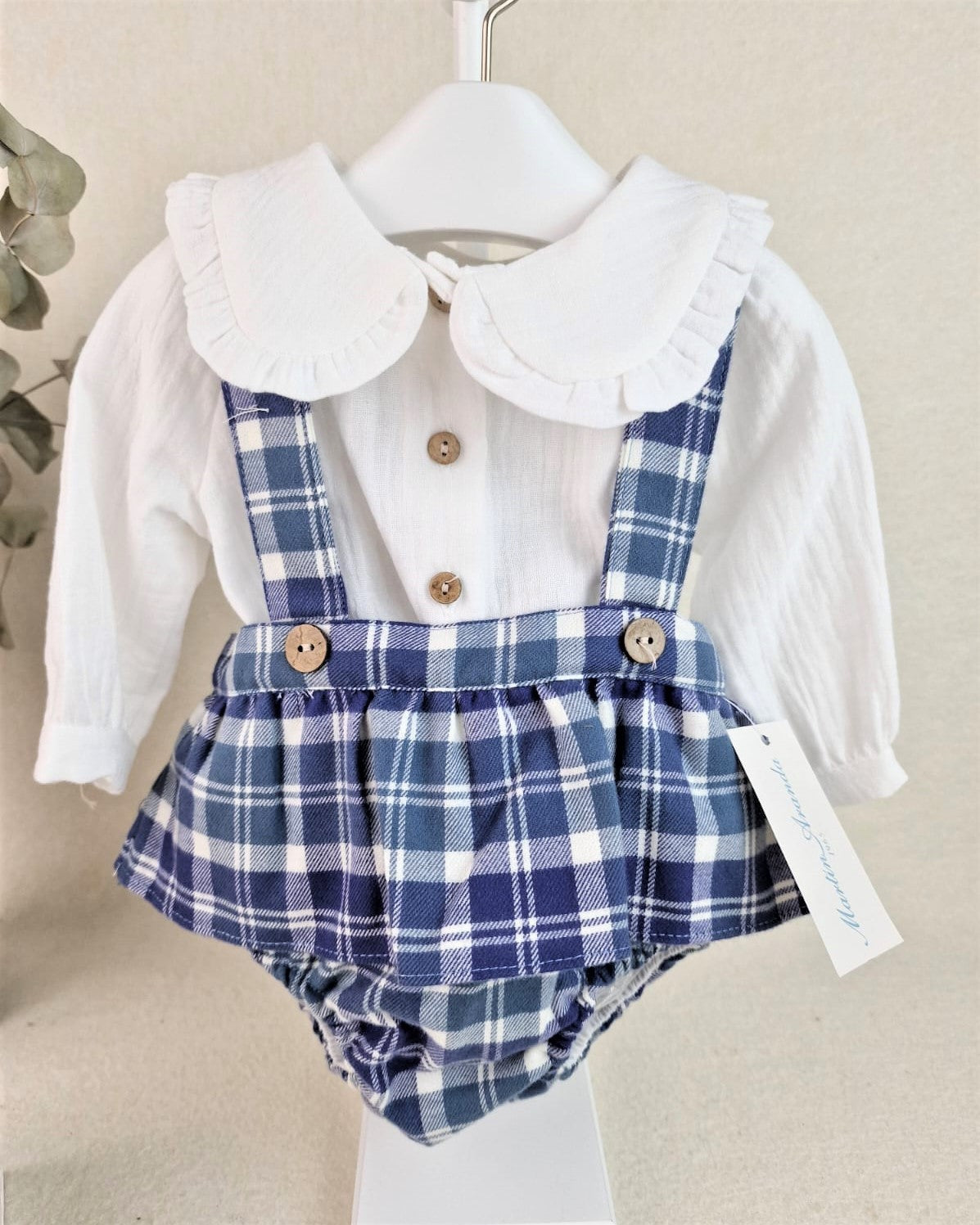 Conjunto de camisa y peto niña Azulejo