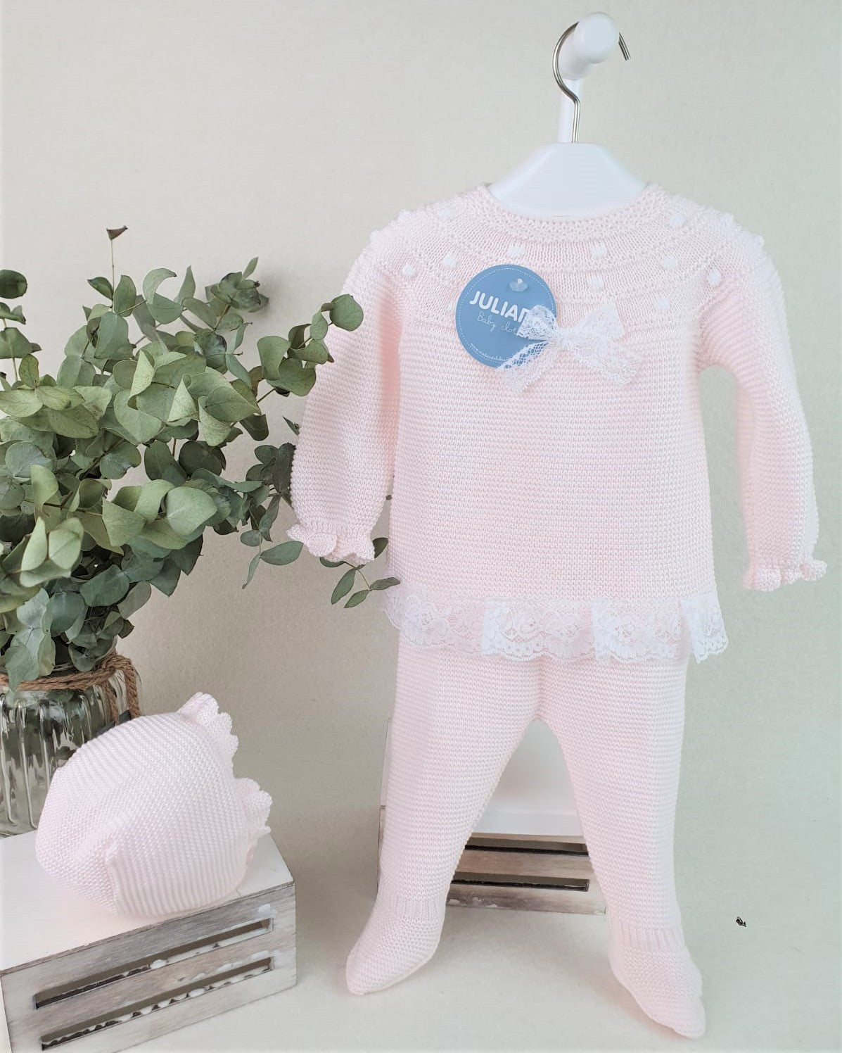 Conjunto de polaina lin con canesú y bodoques
