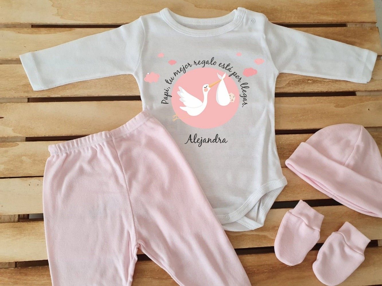Conjunto completo - Papi, tu mejor regalo está por llegar con gor