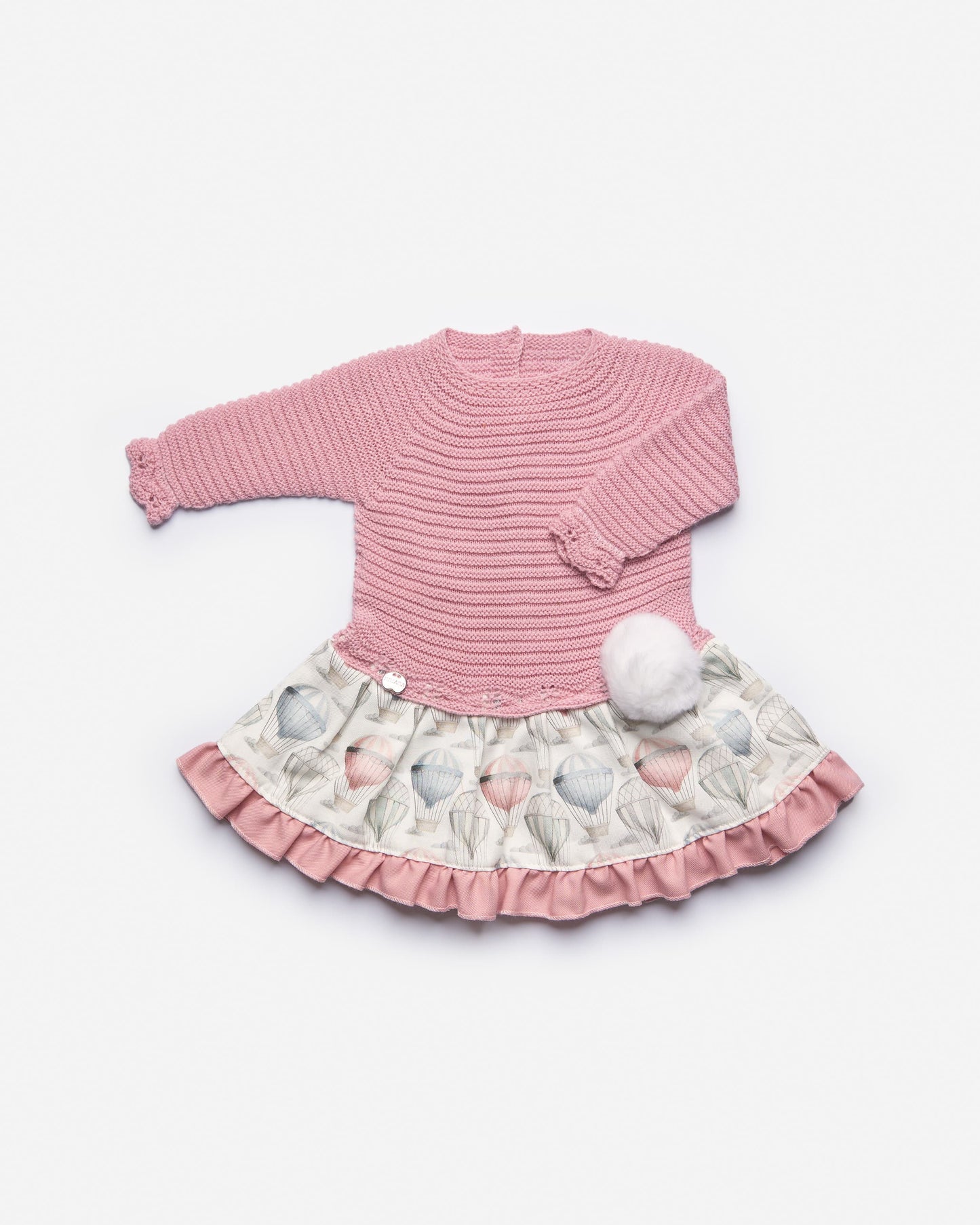 Vestido de cuerpo de punto con talle bajo y estampado de globos