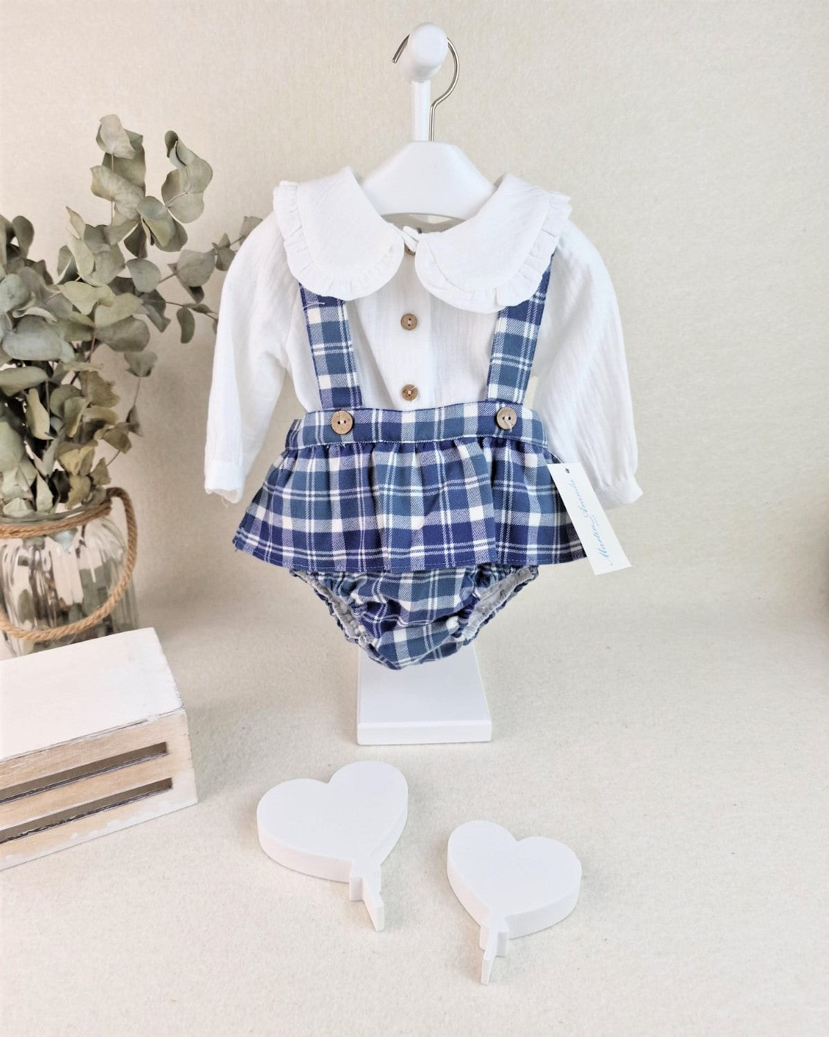 Conjunto de camisa y peto niña Azulejo