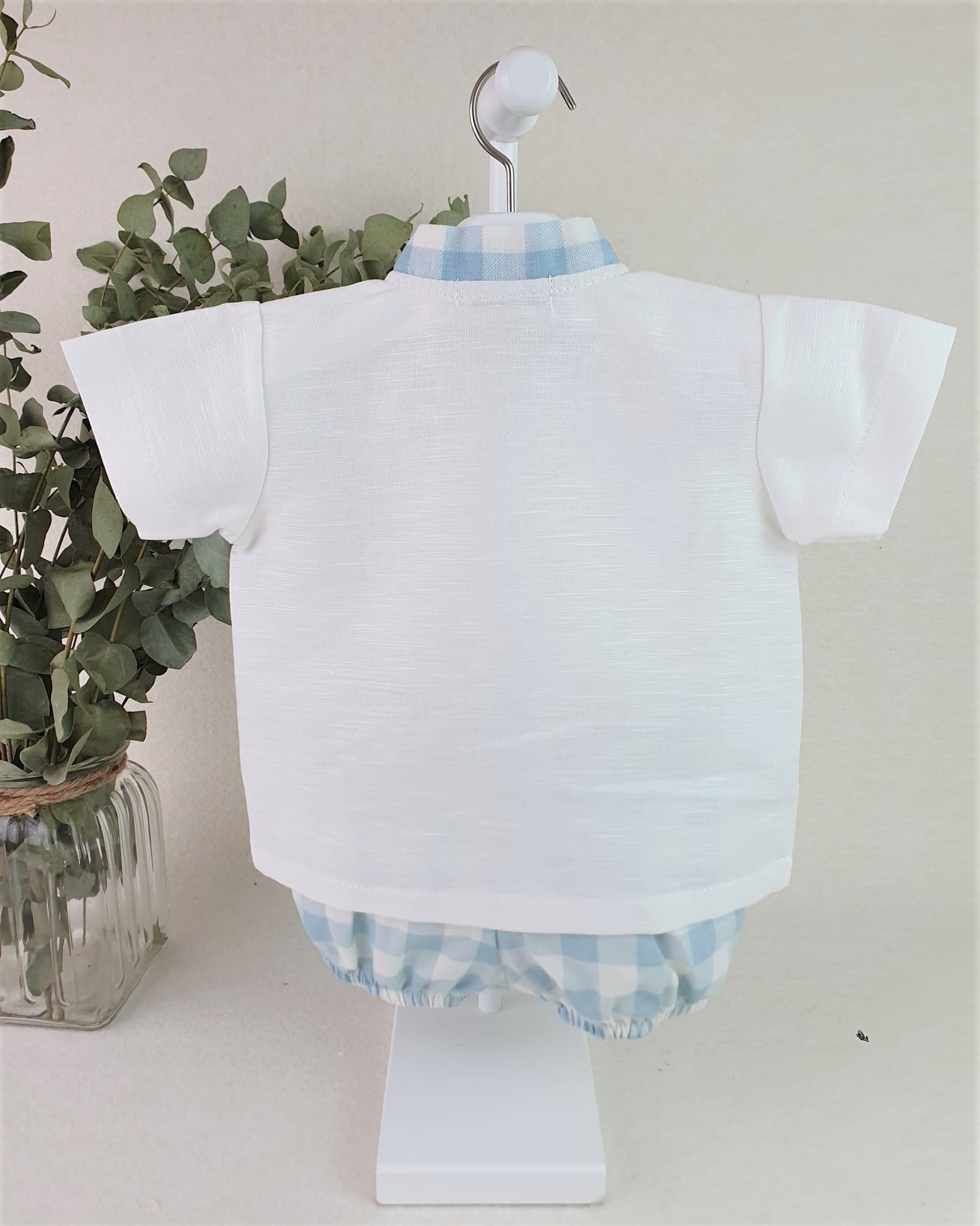 Conjunto camisa y pololo niño cuadritos