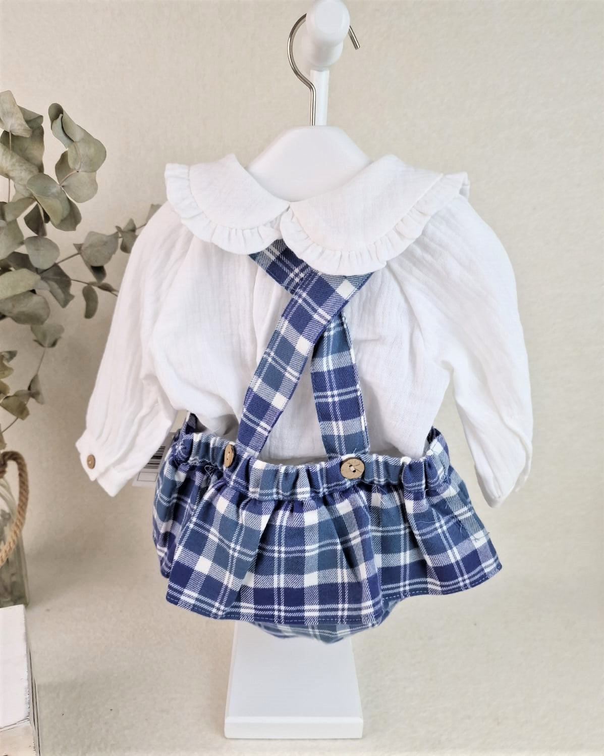 Conjunto de camisa y peto niña Azulejo
