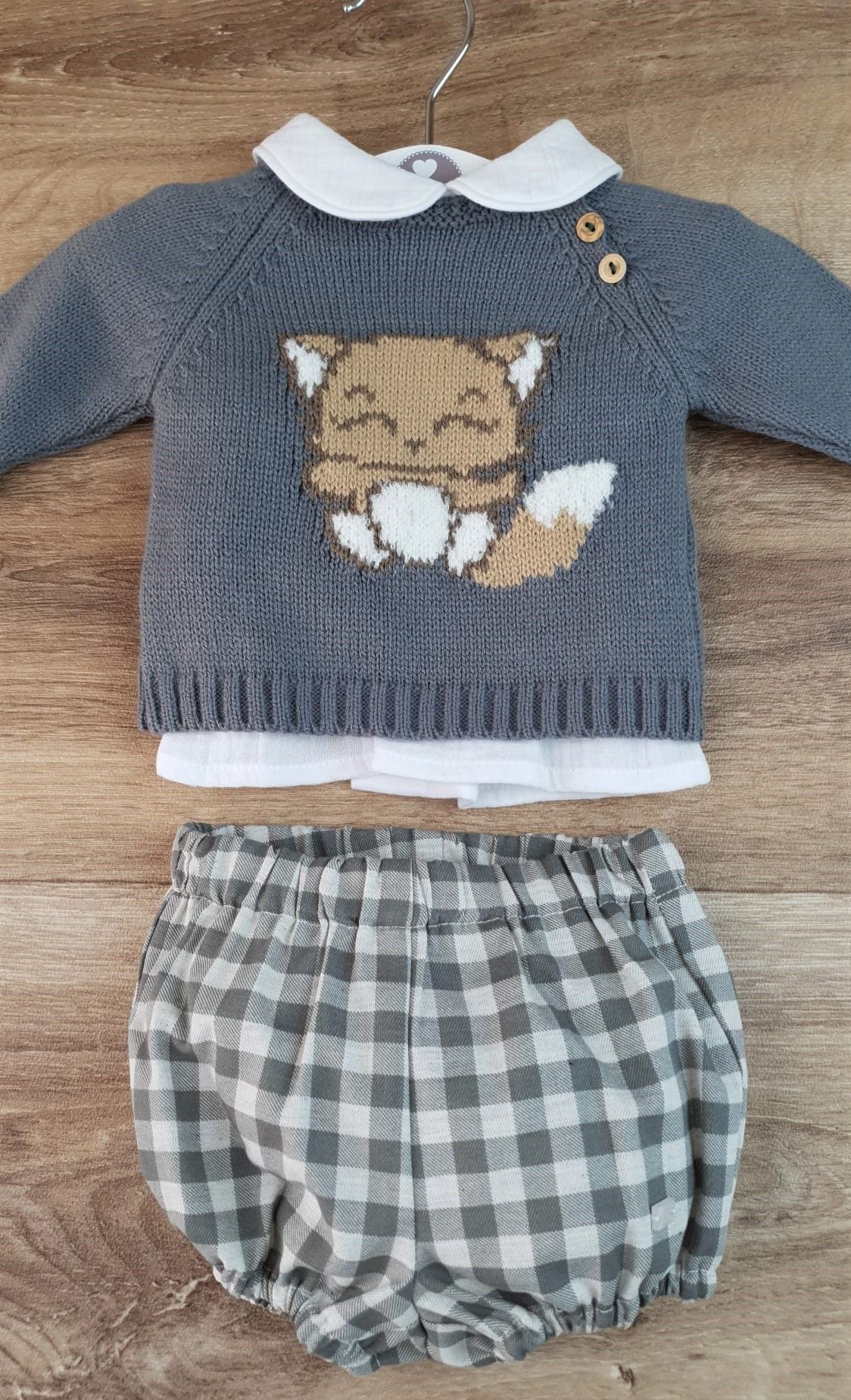 Conjunto bebé tres piezas Familia Gatito