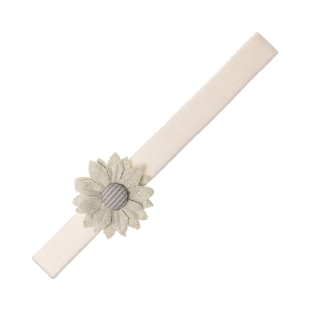 Turbante bebé flor puntas con botón rayas flores