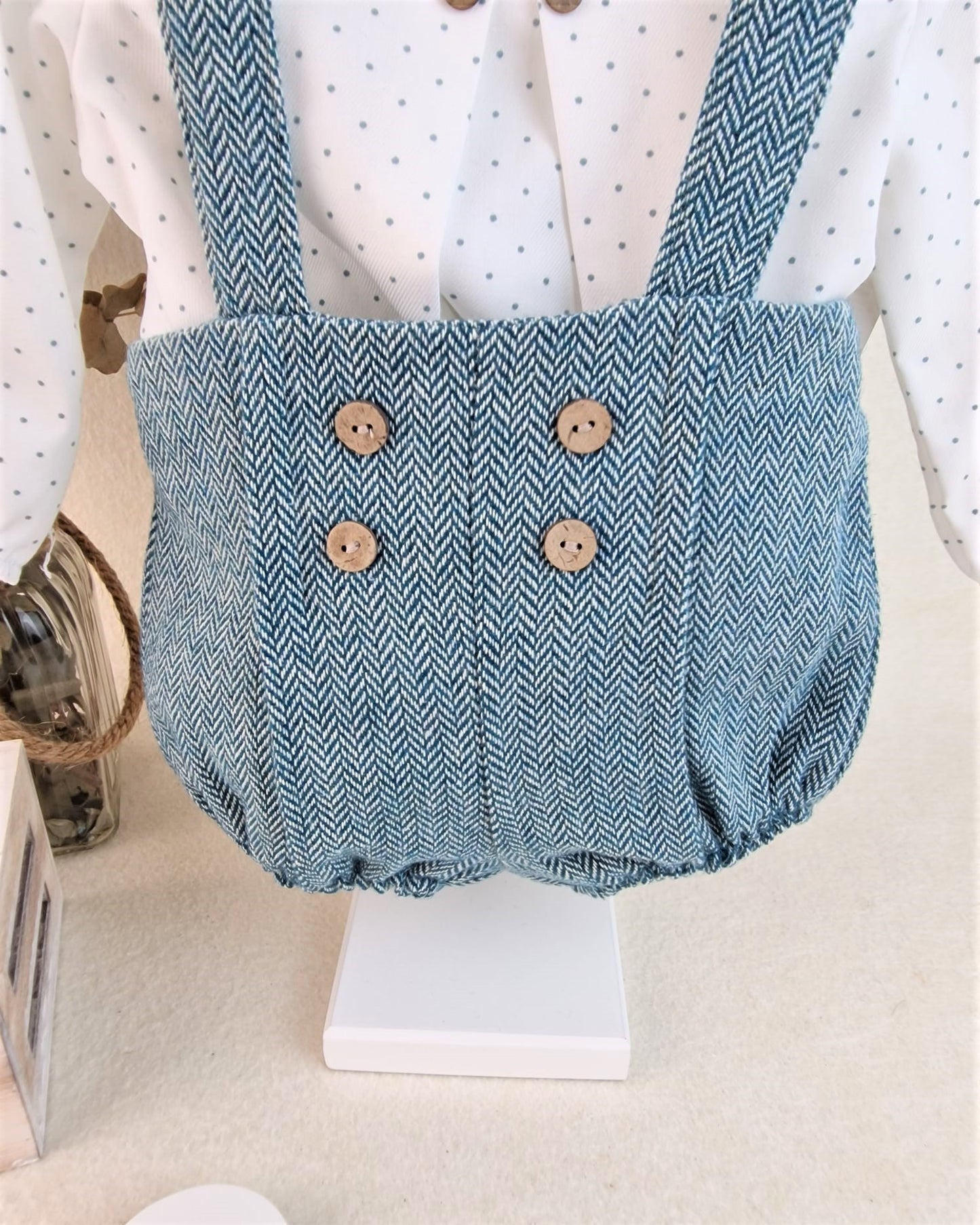 Conjunto peto y camisa niño Petit flowers
