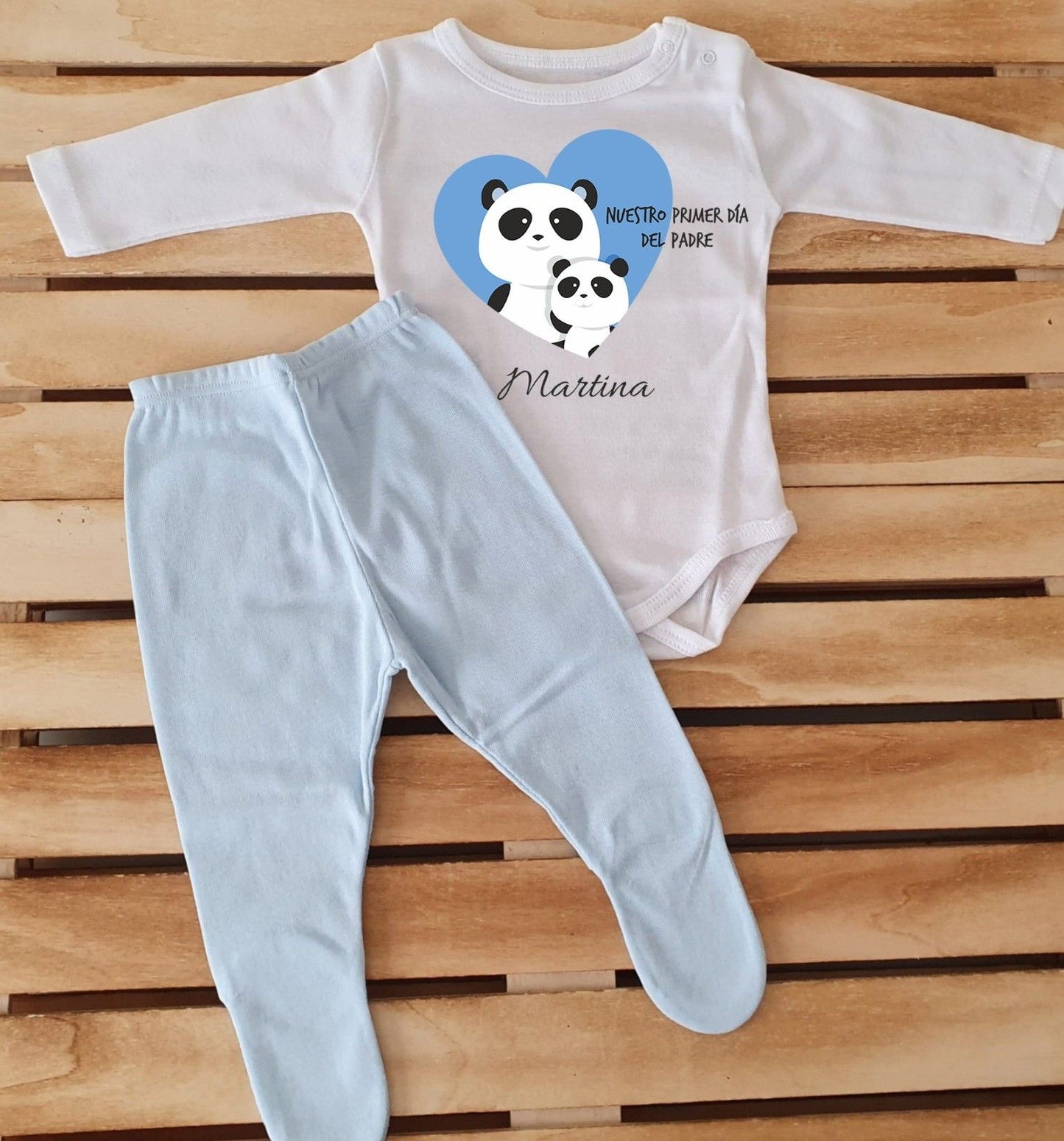 Conjunto con polaina -Nuestro primer día del padre osos panda